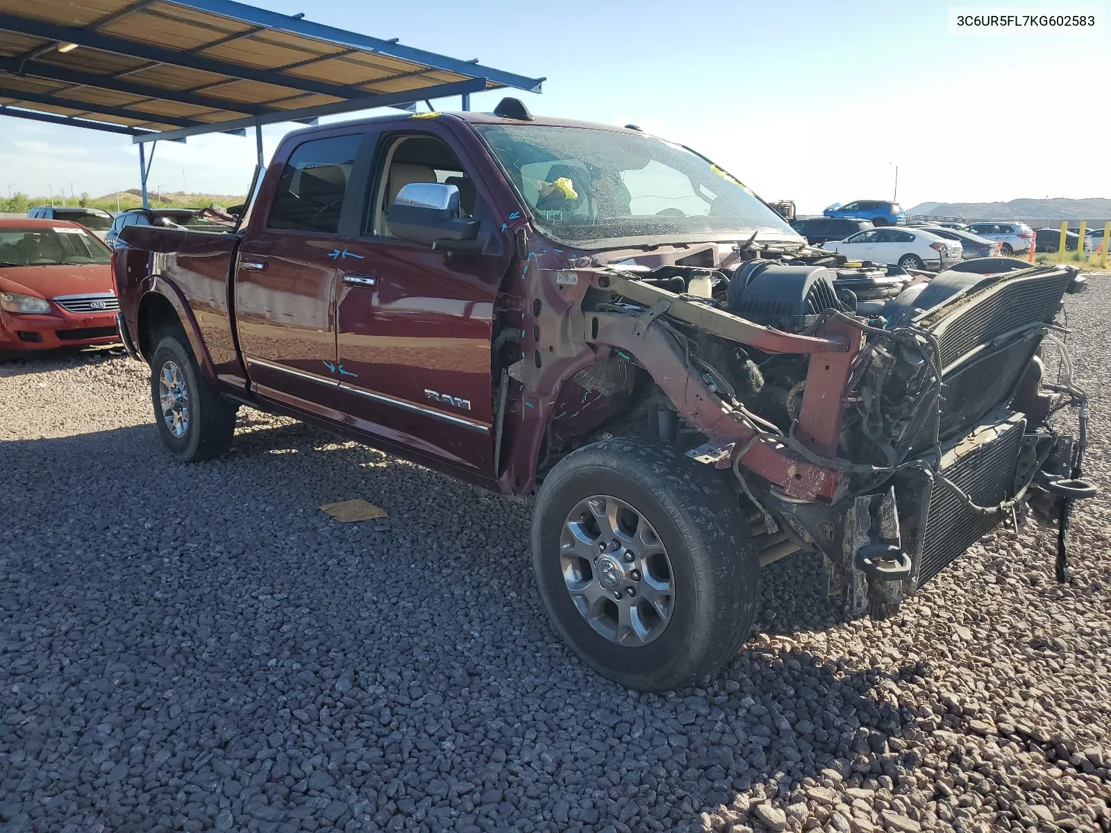 2019 Ram 2500 Laramie VIN: 3C6UR5FL7KG602583 Lot: 57165494