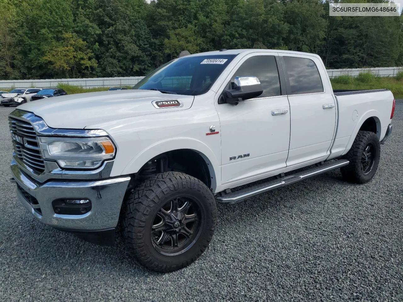 2021 Ram 2500 Laramie VIN: 3C6UR5FL0MG648646 Lot: 70500414