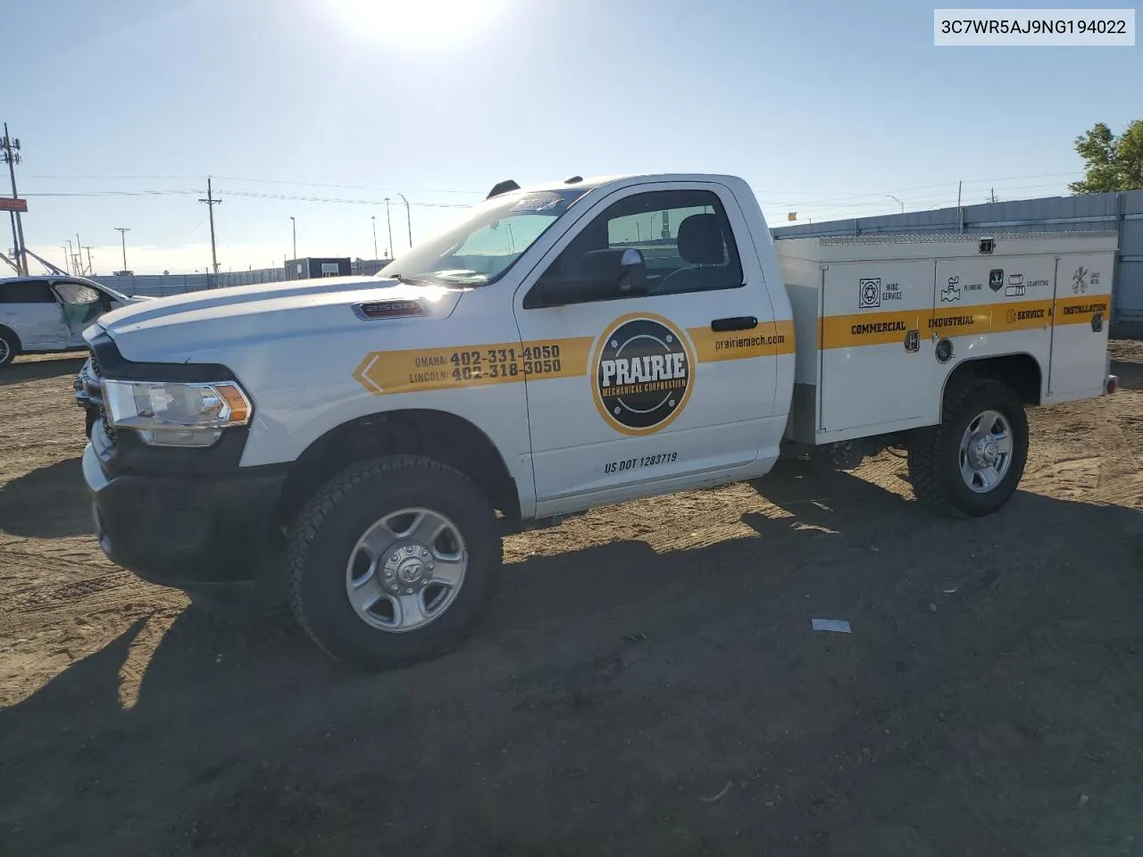 2022 Ram 2500 Tradesman VIN: 3C7WR5AJ9NG194022 Lot: 73122364