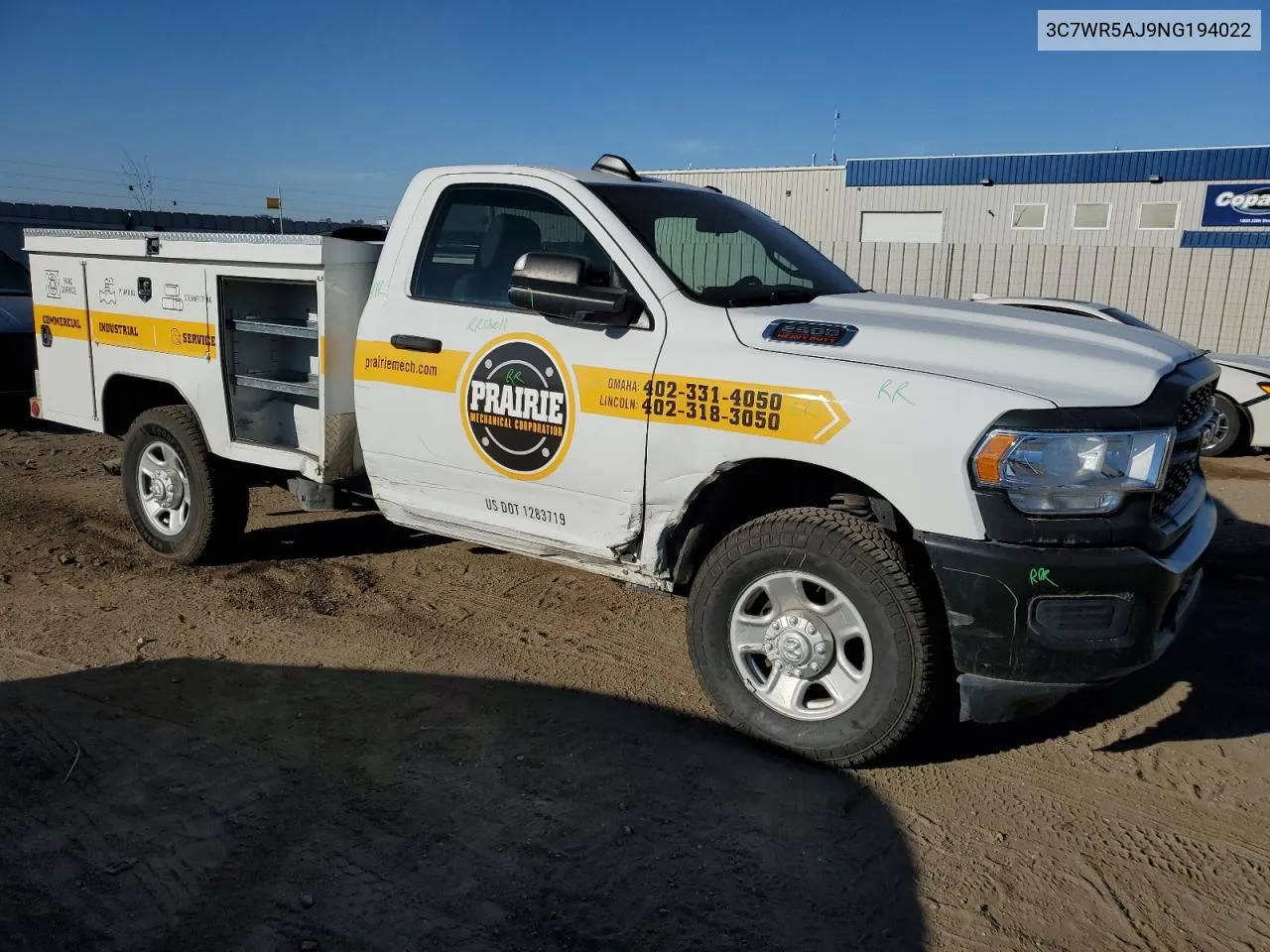 2022 Ram 2500 Tradesman VIN: 3C7WR5AJ9NG194022 Lot: 73122364