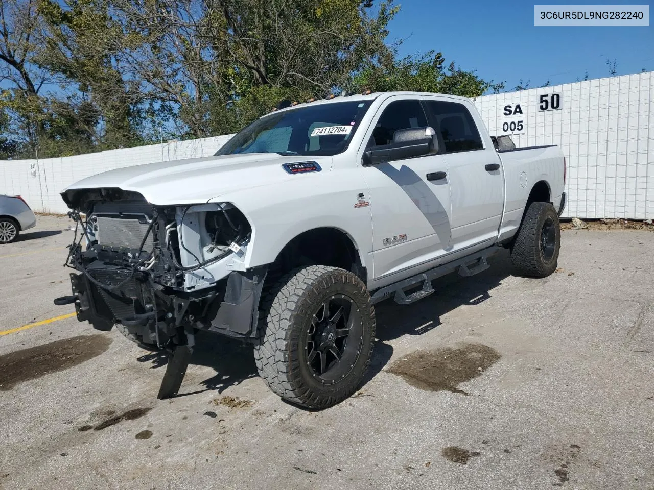 2022 Ram 2500 Big Horn/Lone Star VIN: 3C6UR5DL9NG282240 Lot: 74112704