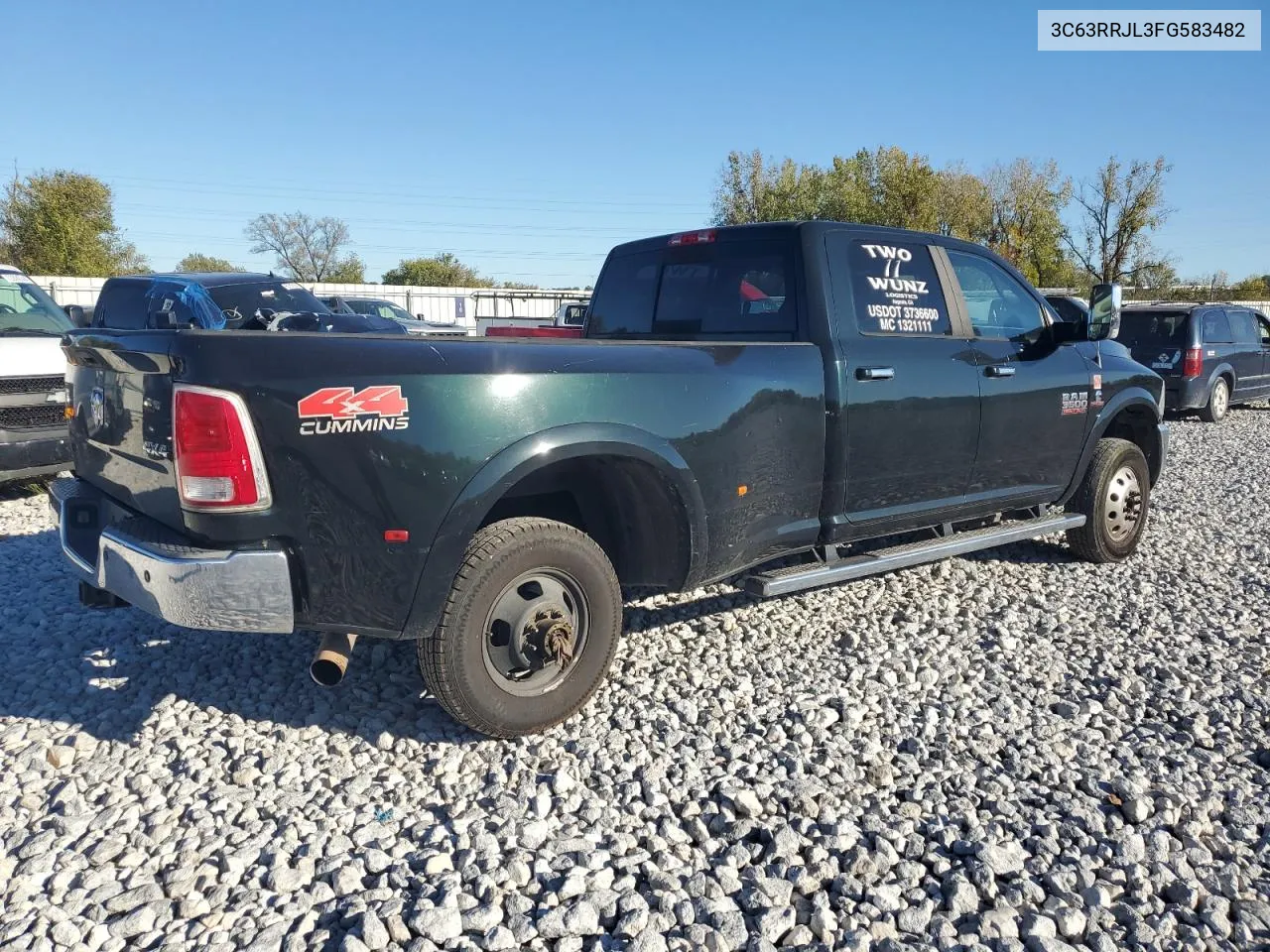 2015 Ram 3500 Laramie VIN: 3C63RRJL3FG583482 Lot: 74397324