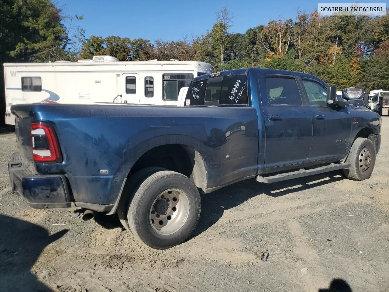 2021 Ram 3500 Big Horn VIN: 3C63RRHL7MG618981 Lot: 70627274