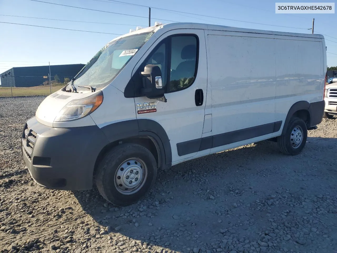 2017 Ram Promaster 1500 1500 Standard VIN: 3C6TRVAGXHE542678 Lot: 76335004