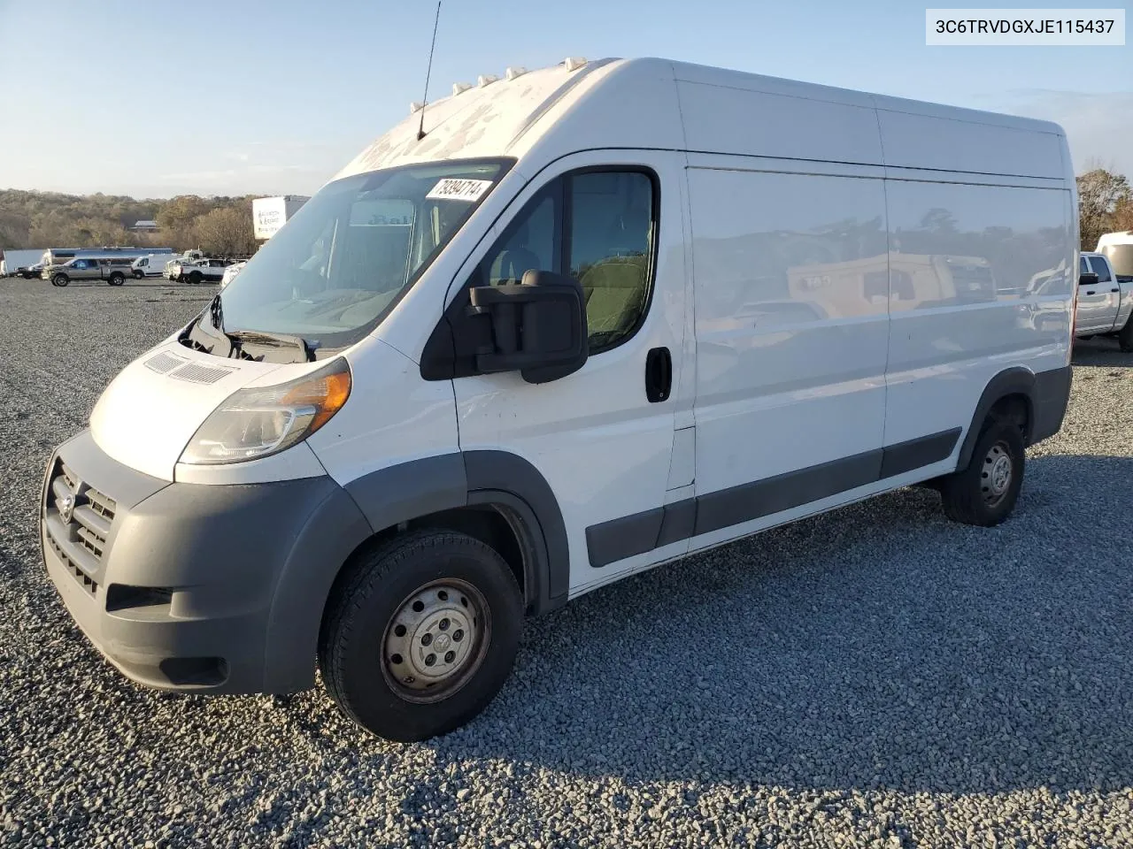 2018 Ram Promaster 2500 2500 High VIN: 3C6TRVDGXJE115437 Lot: 79394714