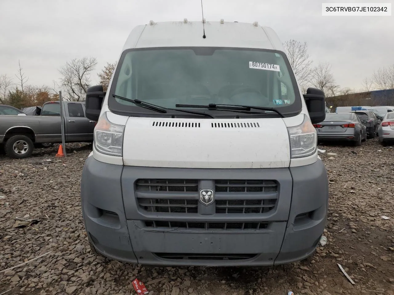 2018 Ram Promaster 1500 1500 High VIN: 3C6TRVBG7JE102342 Lot: 80750174