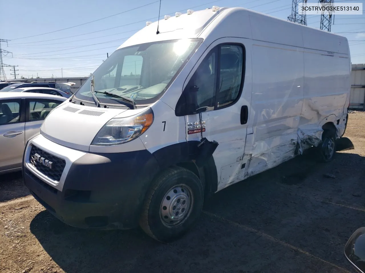 2019 Ram Promaster 2500 2500 High VIN: 3C6TRVDG3KE513140 Lot: 68362214