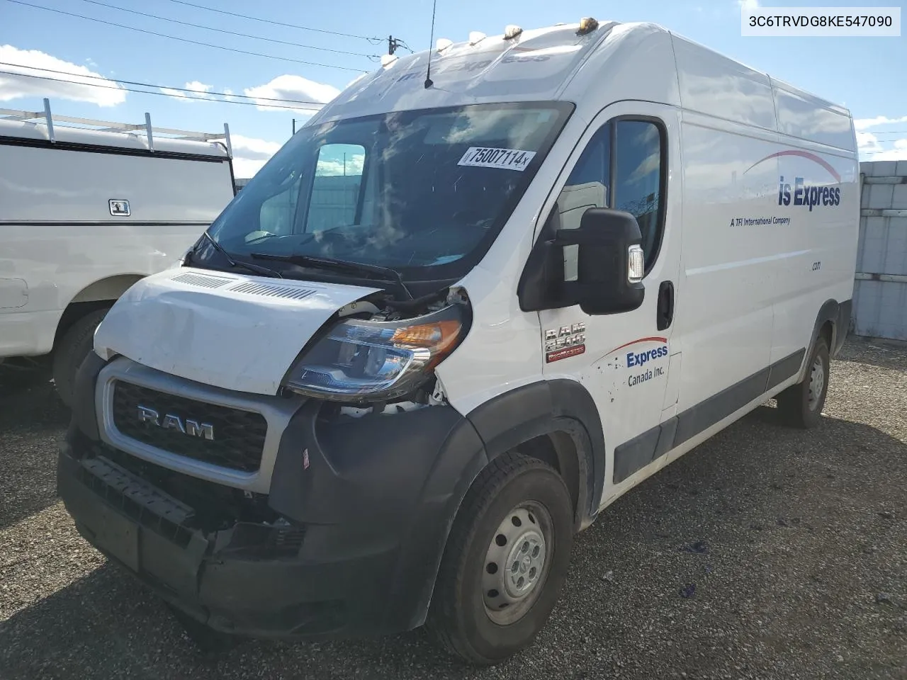 2019 Ram Promaster 2500 2500 High VIN: 3C6TRVDG8KE547090 Lot: 75007114