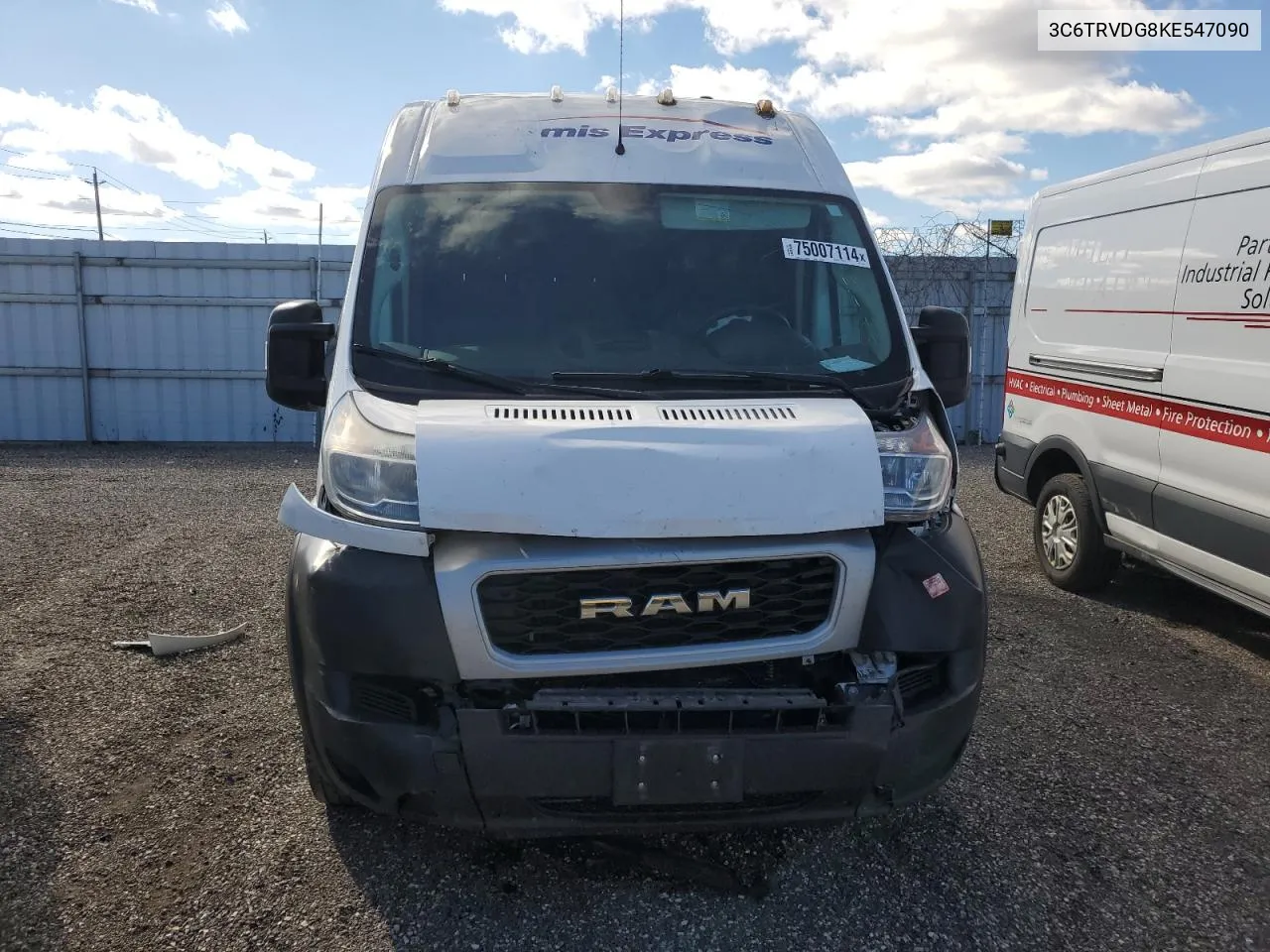 2019 Ram Promaster 2500 2500 High VIN: 3C6TRVDG8KE547090 Lot: 75007114