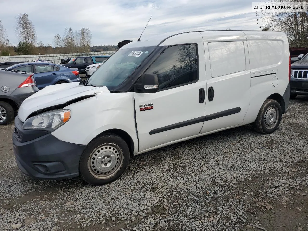 2019 Ram Promaster City VIN: ZFBHRFABXK6N43578 Lot: 77959334