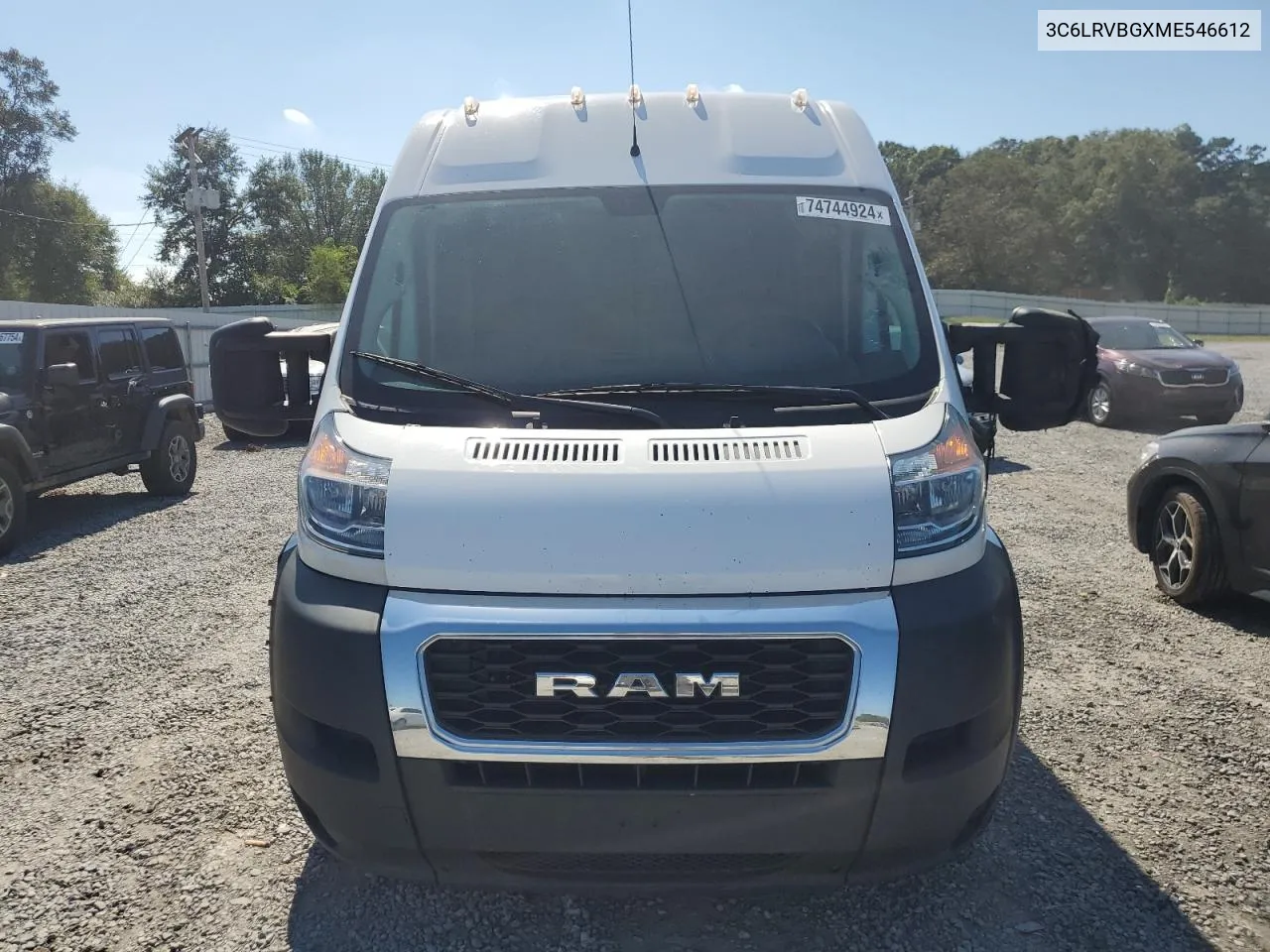 2021 Ram Promaster 1500 1500 High VIN: 3C6LRVBGXME546612 Lot: 74744924