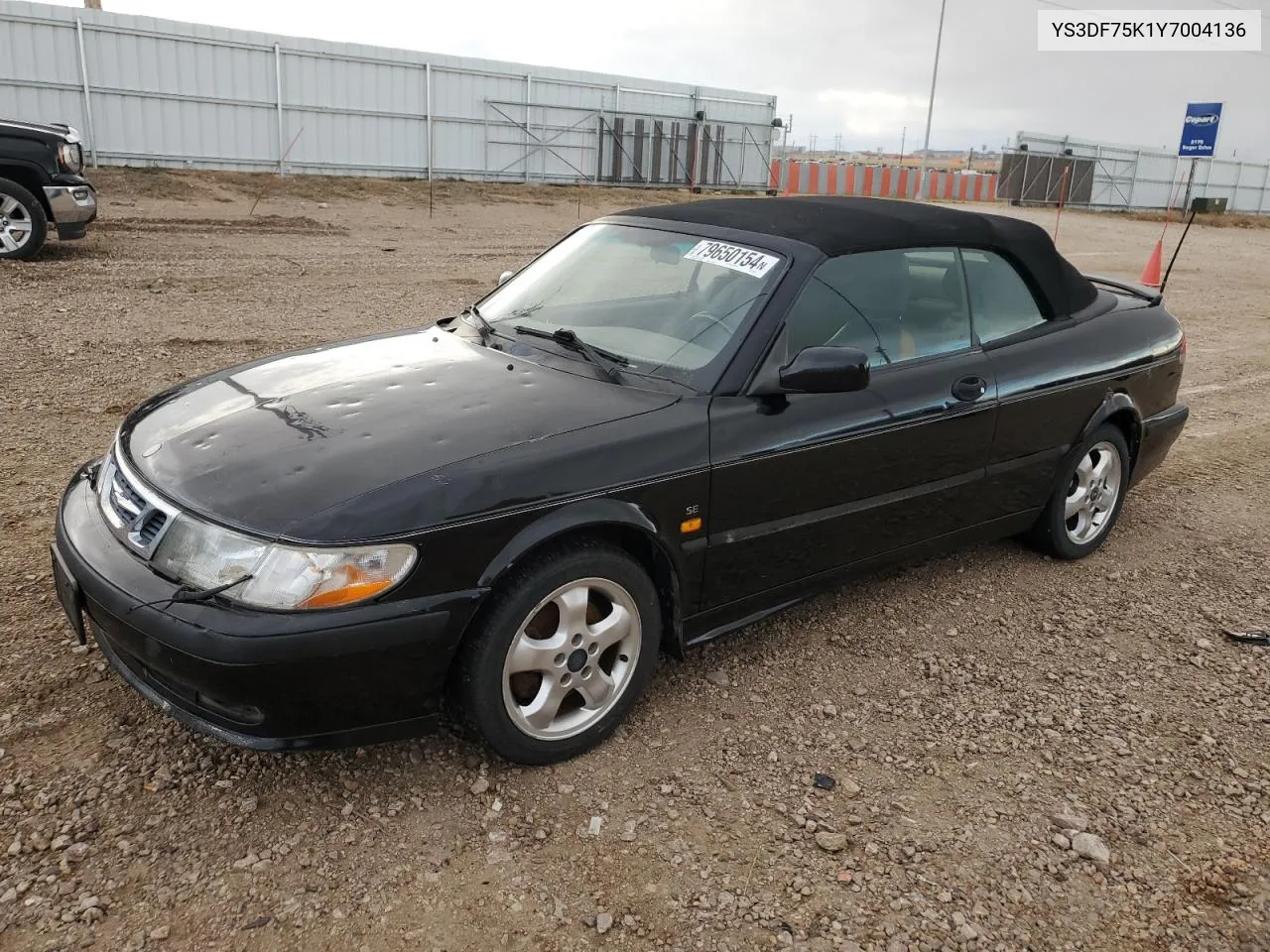 2000 Saab 9-3 Se VIN: YS3DF75K1Y7004136 Lot: 79650154