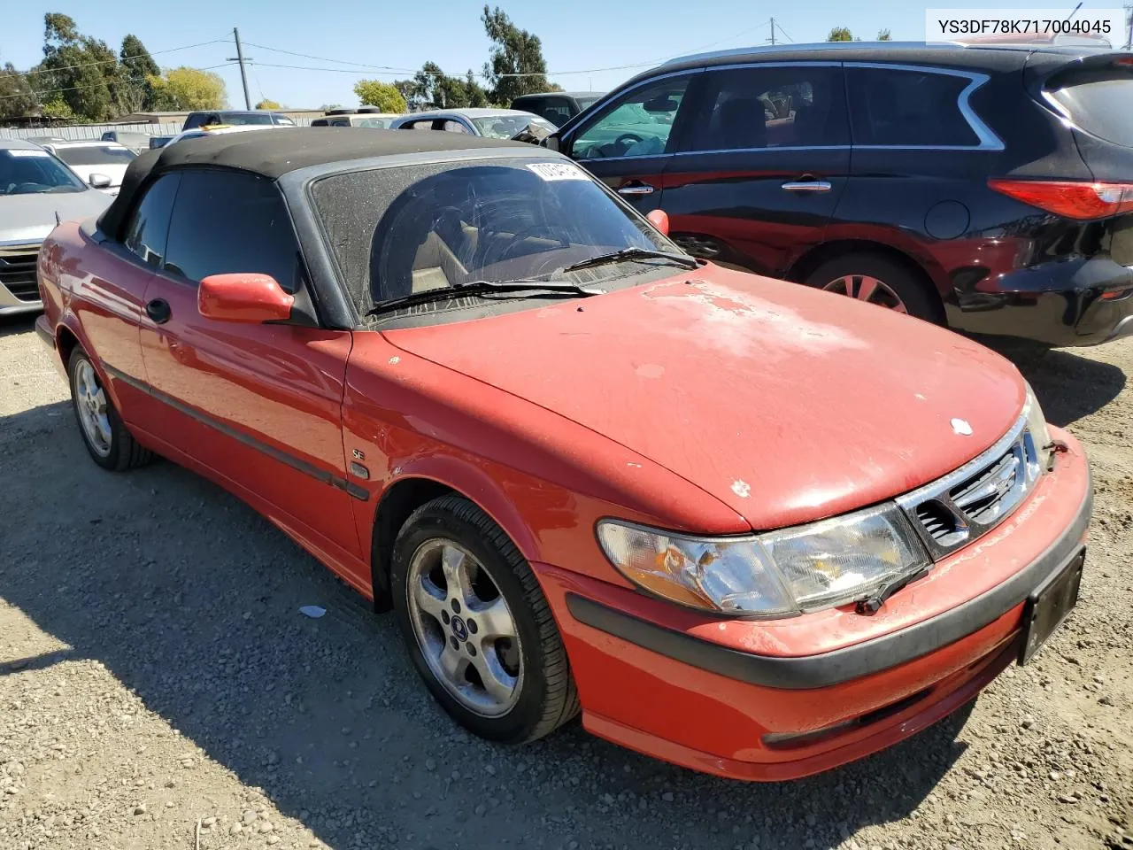 2001 Saab 9-3 Se VIN: YS3DF78K717004045 Lot: 70754784