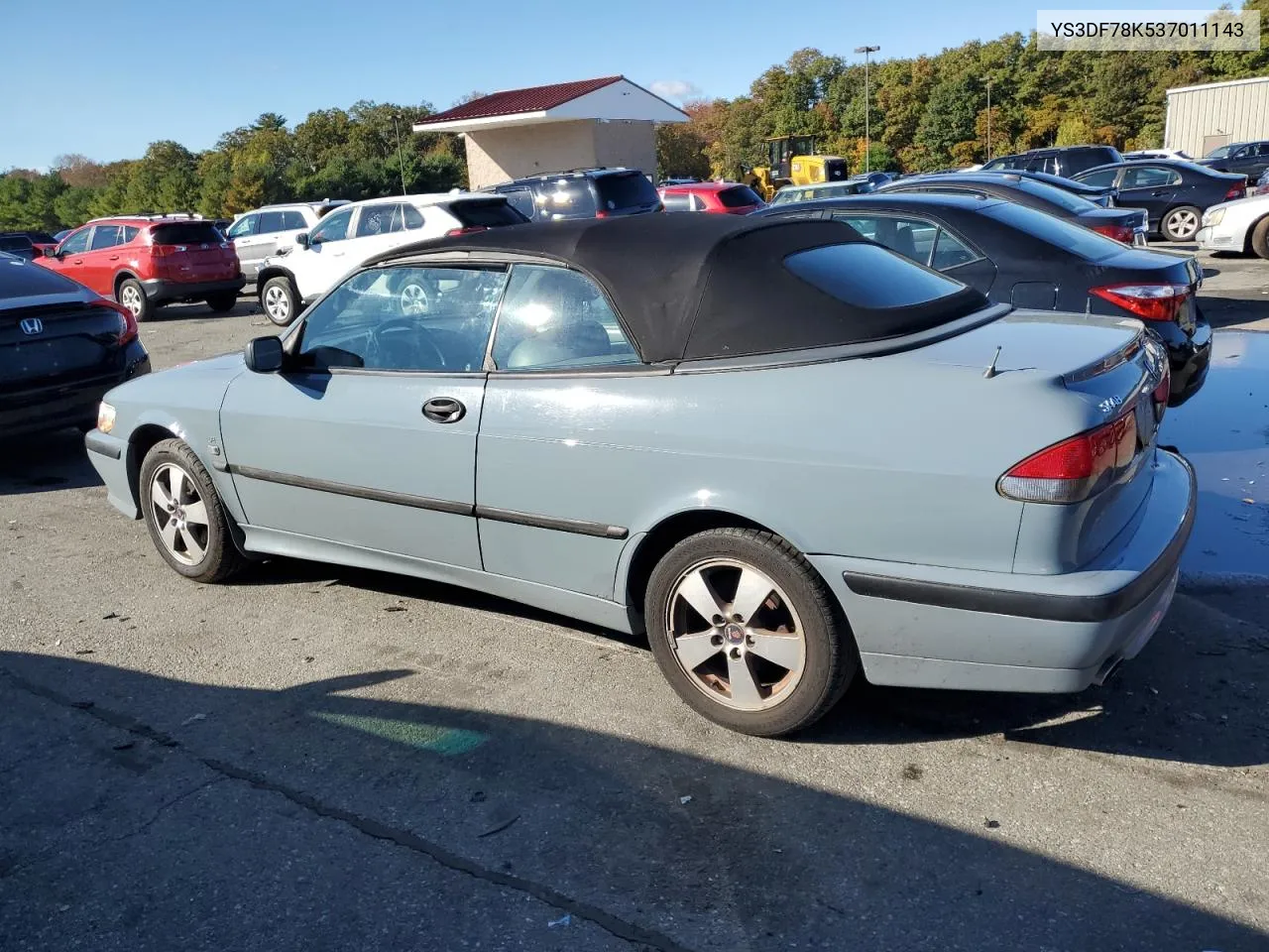 2003 Saab 9-3 Se VIN: YS3DF78K537011143 Lot: 75485544