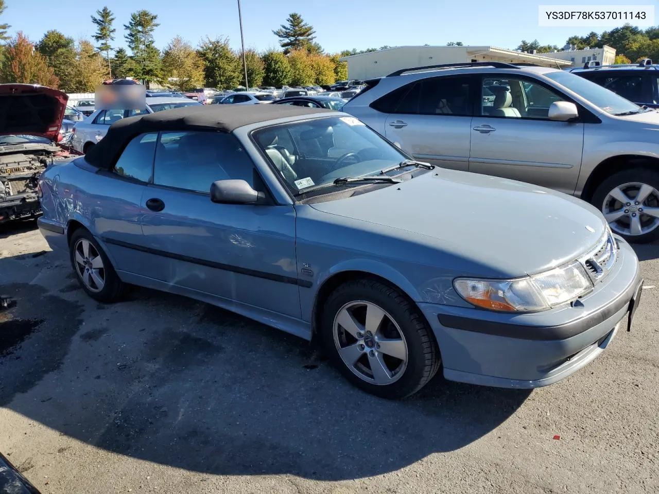 2003 Saab 9-3 Se VIN: YS3DF78K537011143 Lot: 75485544