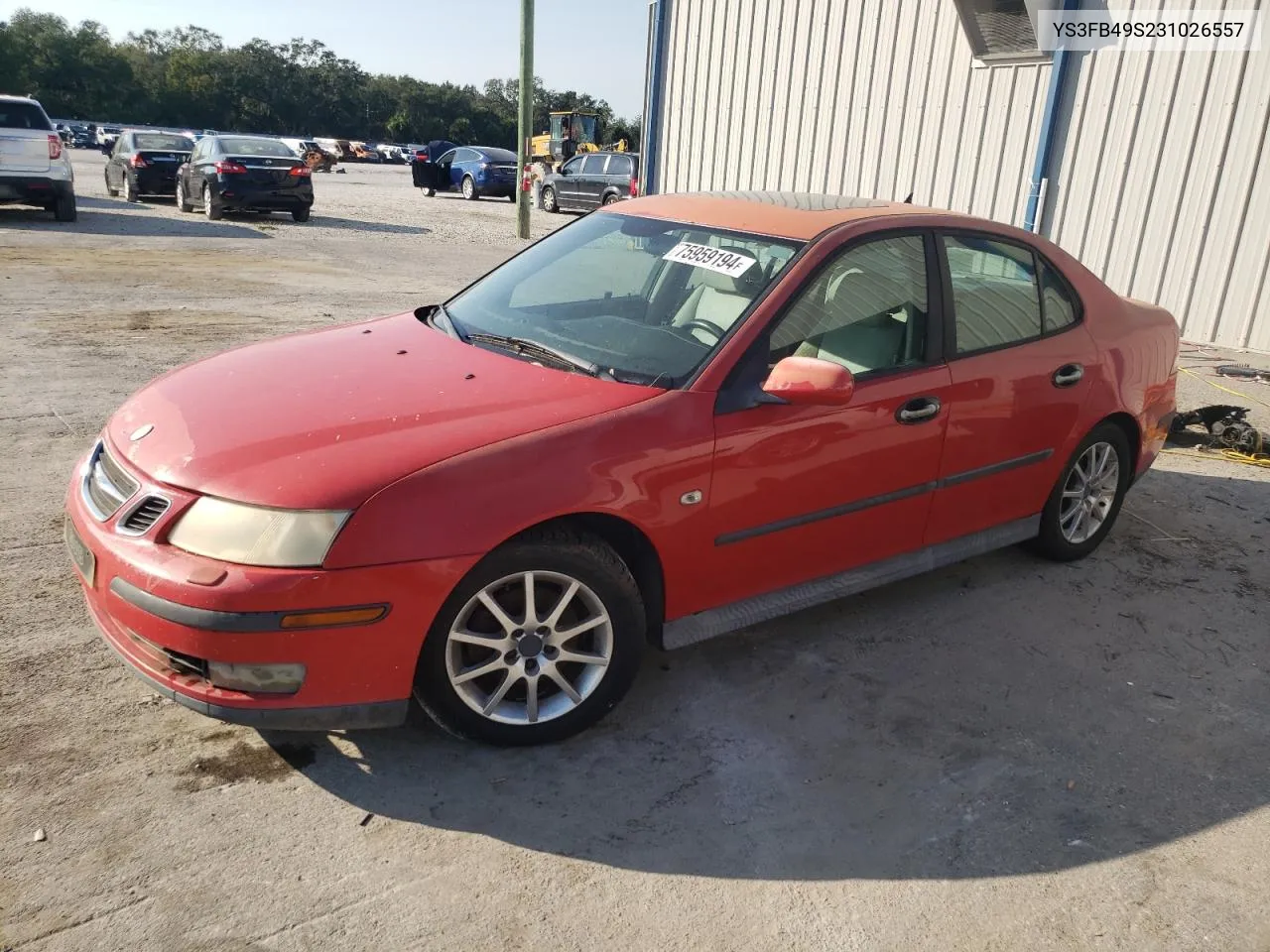 2003 Saab 9-3 Linear VIN: YS3FB49S231026557 Lot: 75959194