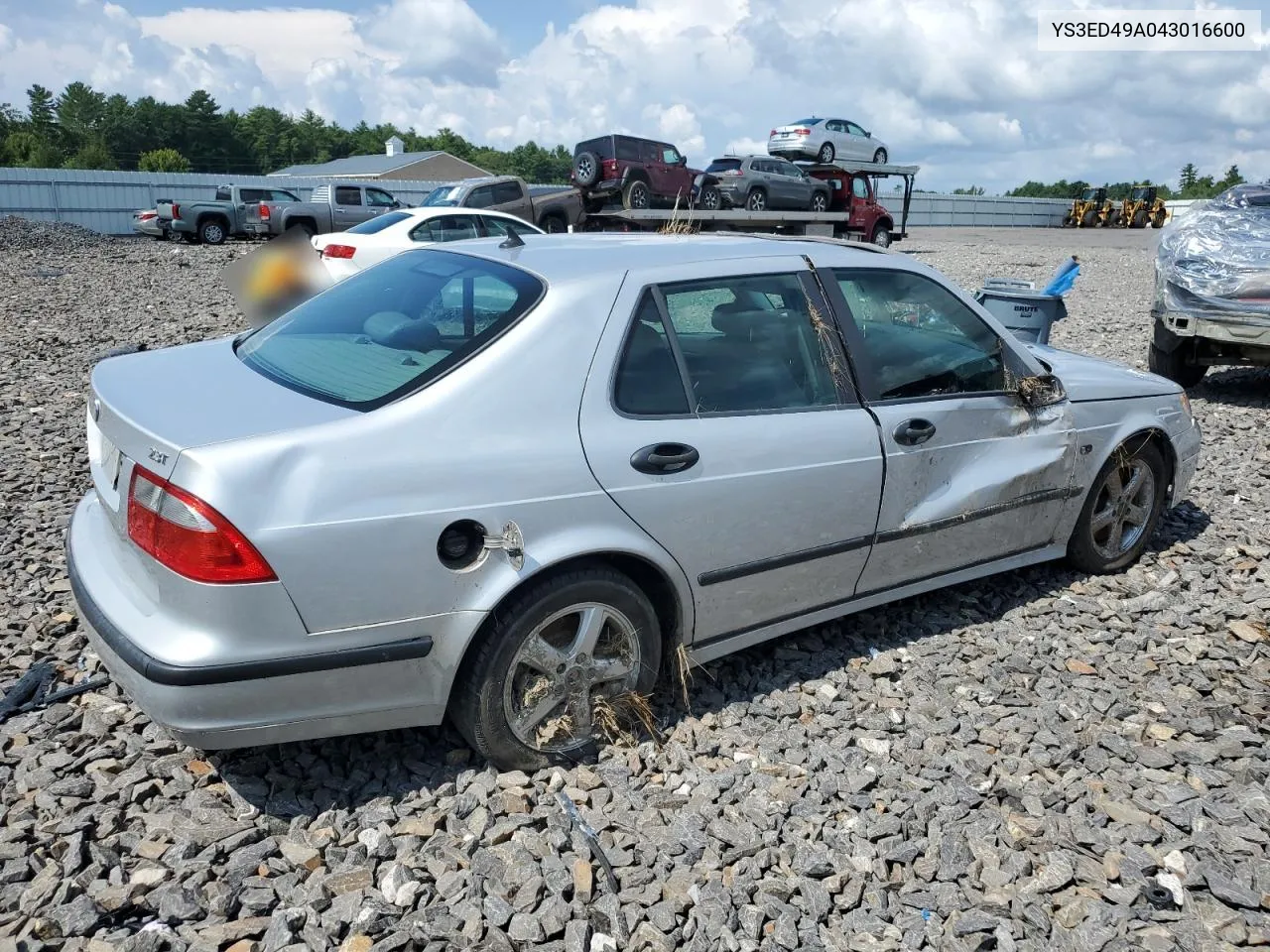 2004 Saab 9-5 Arc VIN: YS3ED49A043016600 Lot: 67773724