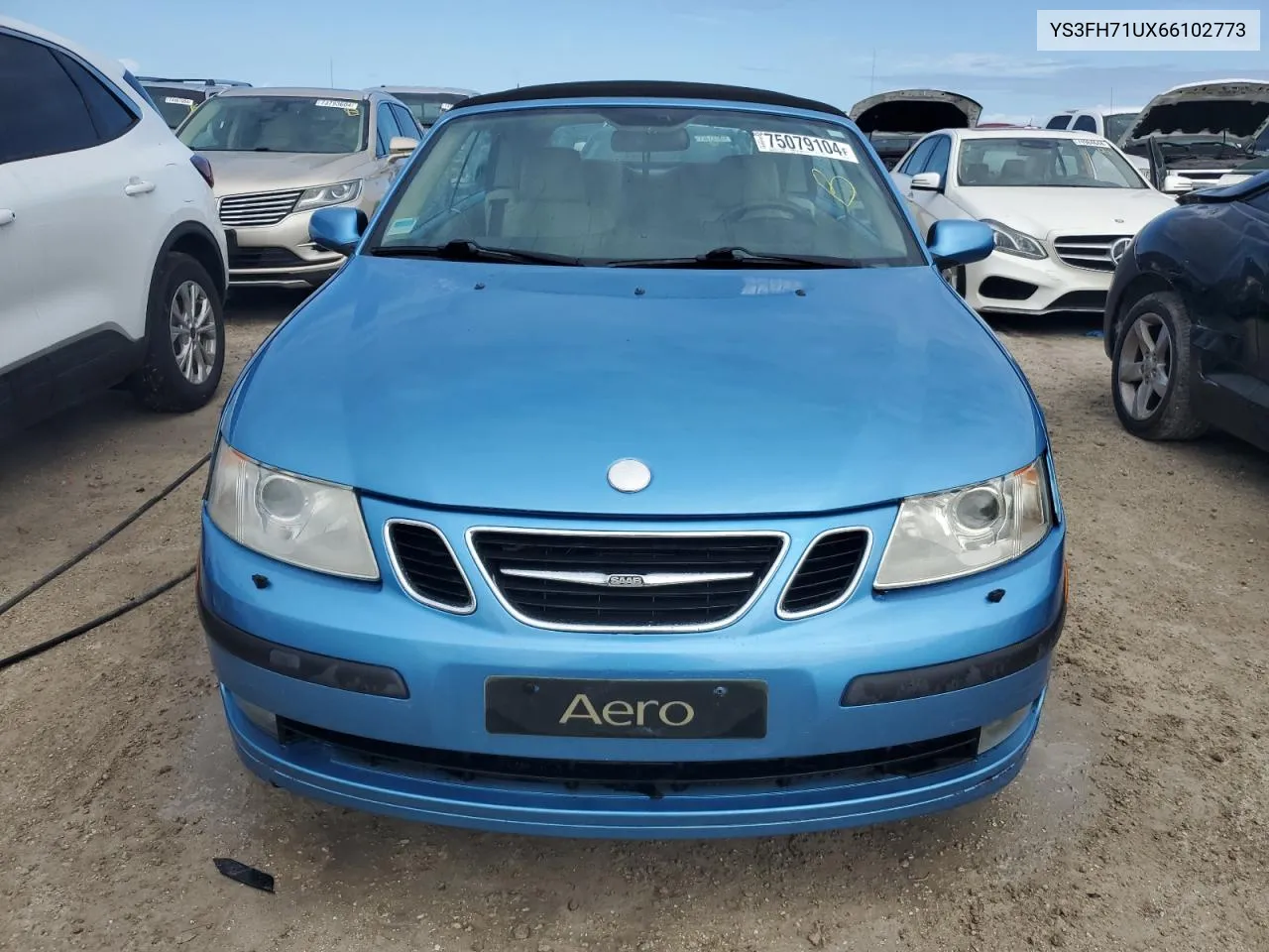 2006 Saab 9-3 Aero VIN: YS3FH71UX66102773 Lot: 75079104