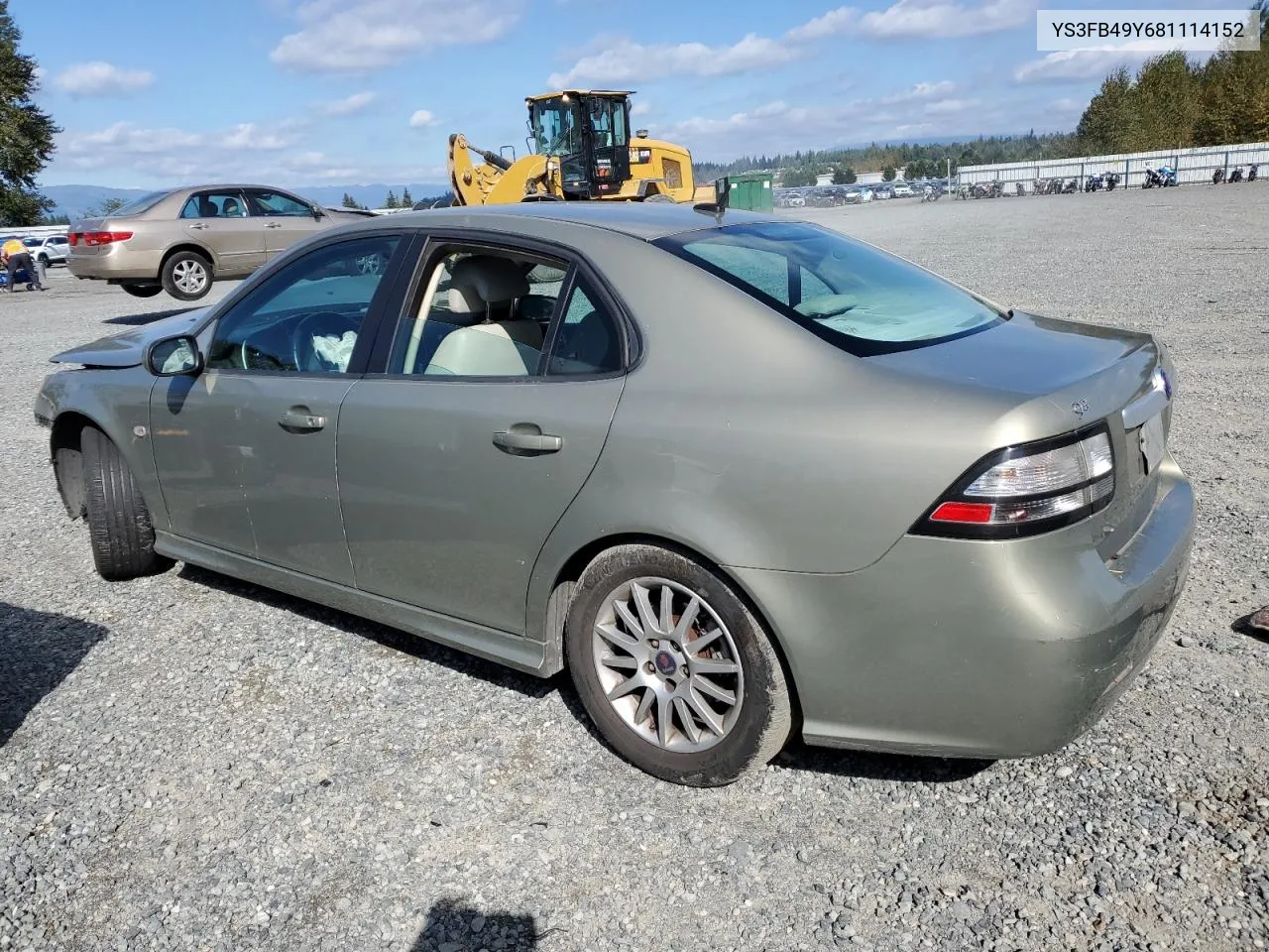 2008 Saab 9-3 2.0T VIN: YS3FB49Y681114152 Lot: 71804154