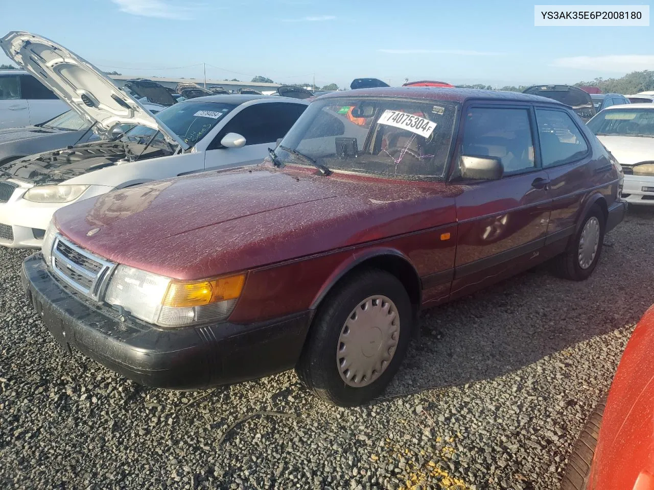 1993 Saab 900 S VIN: YS3AK35E6P2008180 Lot: 74075304