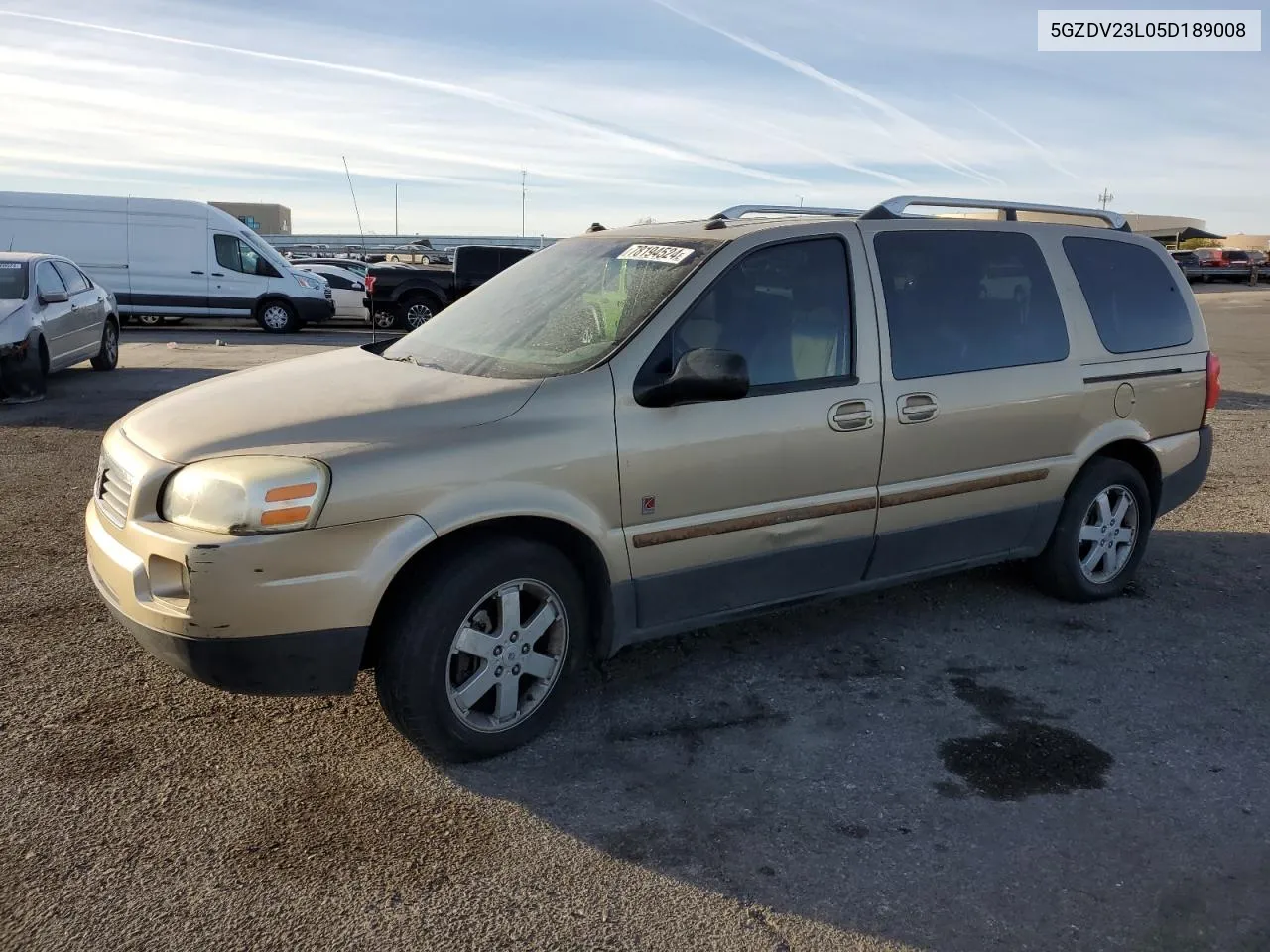 2005 Saturn Relay 3 VIN: 5GZDV23L05D189008 Lot: 78194524