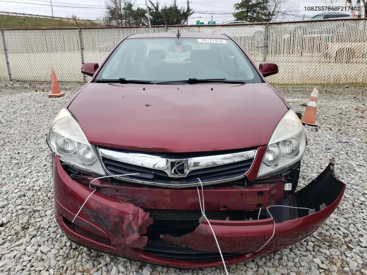 2008 Saturn Aura Xe VIN: 1G8ZS57B68F217402 Lot: 78727424