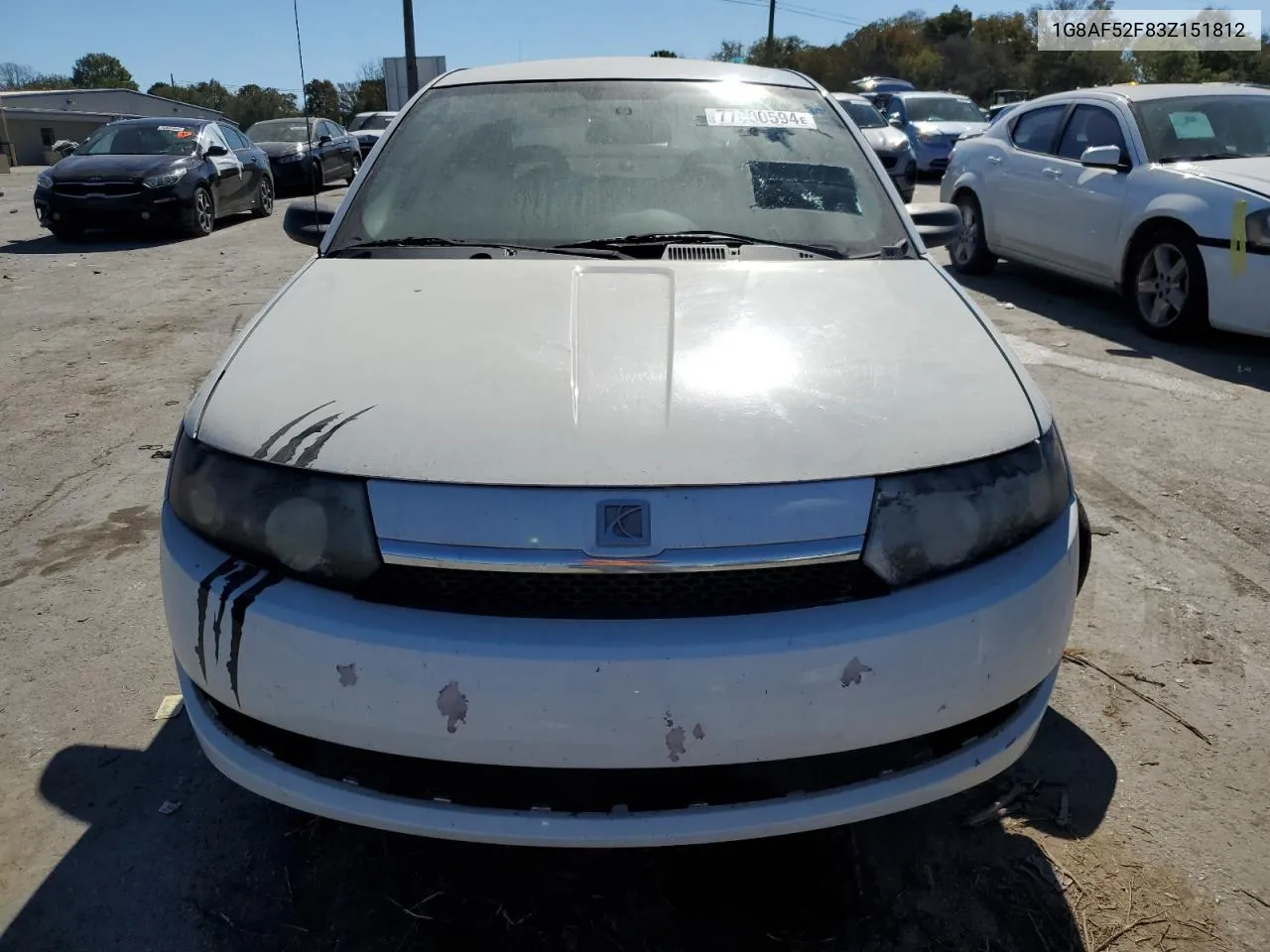 2003 Saturn Ion Level 1 VIN: 1G8AF52F83Z151812 Lot: 77000594