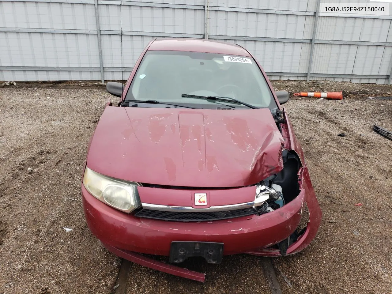 2004 Saturn Ion Level 2 VIN: 1G8AJ52F94Z150040 Lot: 78889394