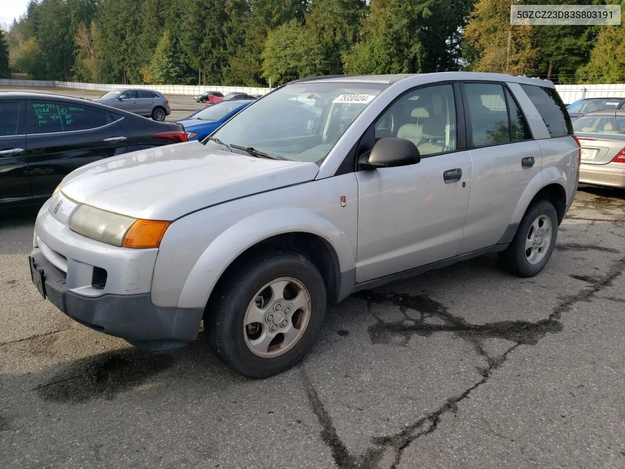 2003 Saturn Vue VIN: 5GZCZ23D83S803191 Lot: 75330404