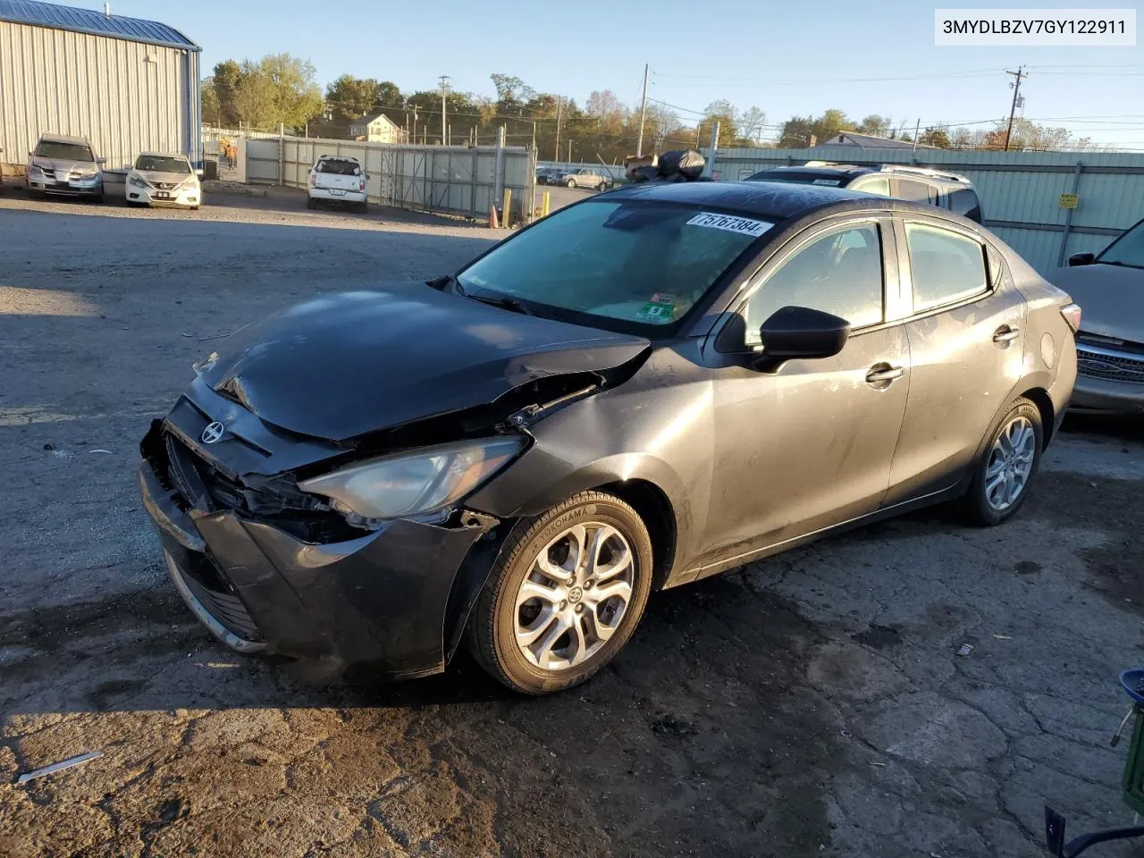 2016 Toyota Scion Ia VIN: 3MYDLBZV7GY122911 Lot: 75767384