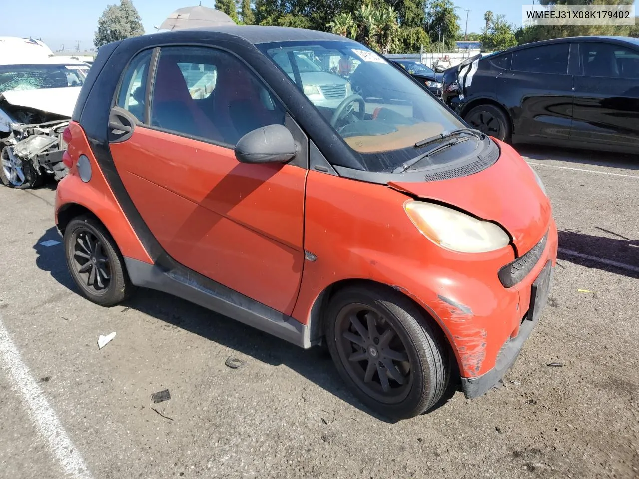 2008 Smart Fortwo Pure VIN: WMEEJ31X08K179402 Lot: 64913054