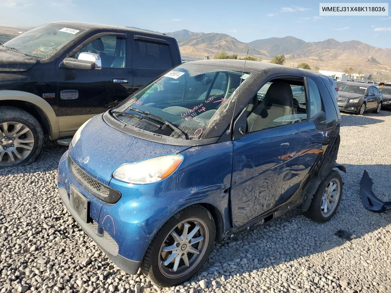 2008 Smart Fortwo Pure VIN: WMEEJ31X48K118036 Lot: 69899814