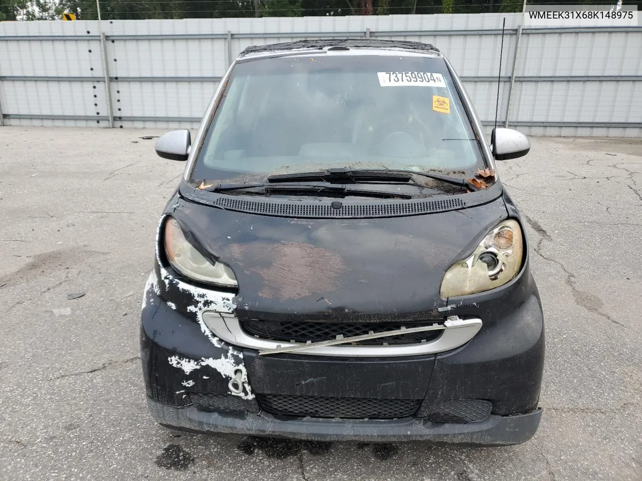 2008 Smart Fortwo Passion VIN: WMEEK31X68K148975 Lot: 73759904