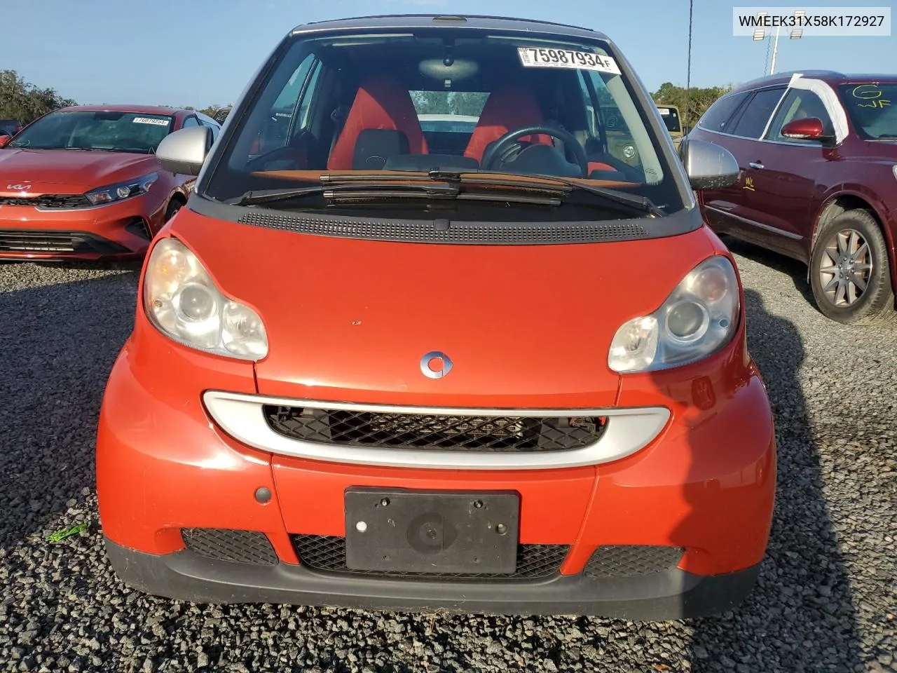 2008 Smart Fortwo Passion VIN: WMEEK31X58K172927 Lot: 75987934