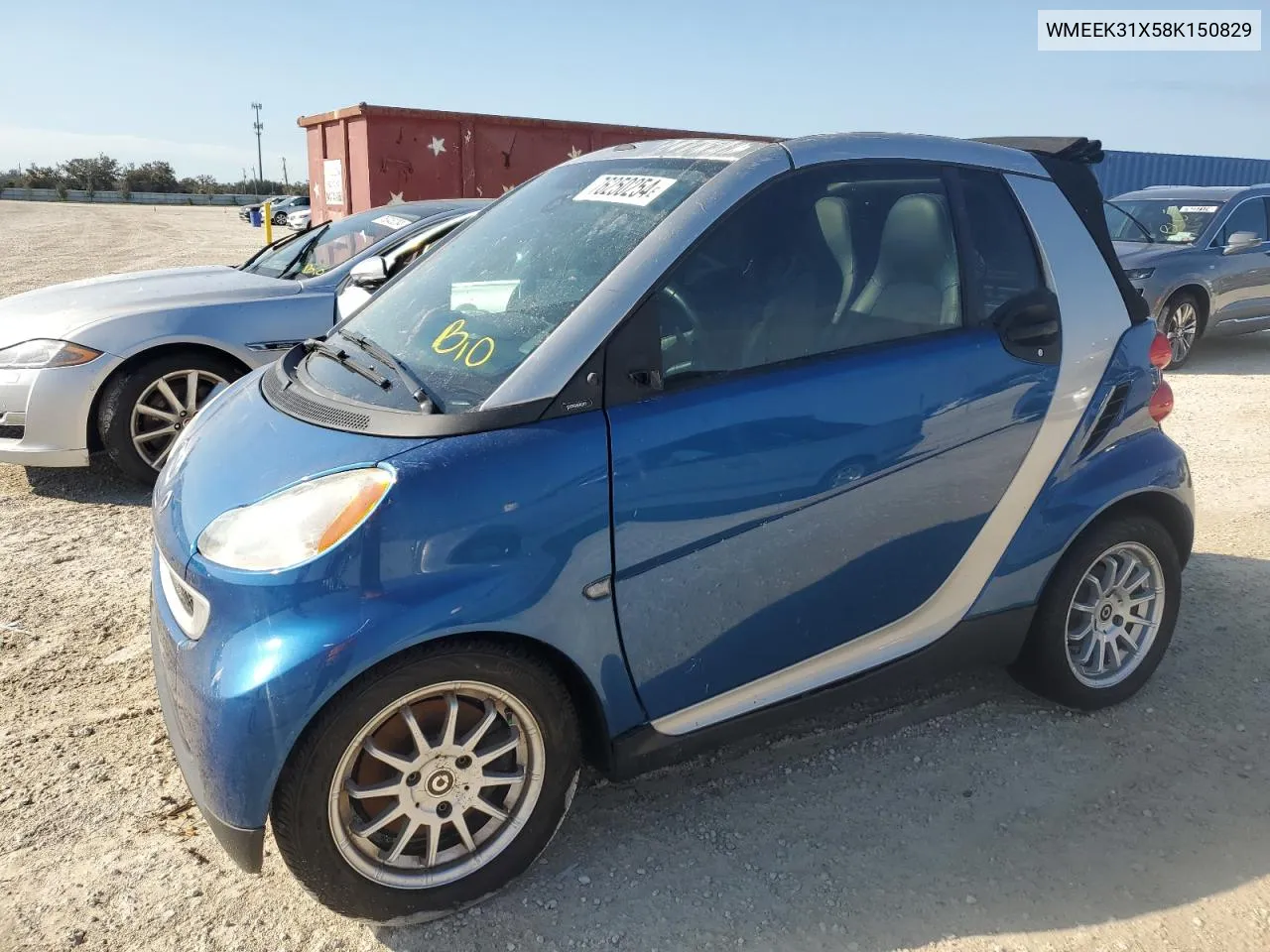 2008 Smart Fortwo Passion VIN: WMEEK31X58K150829 Lot: 76250254