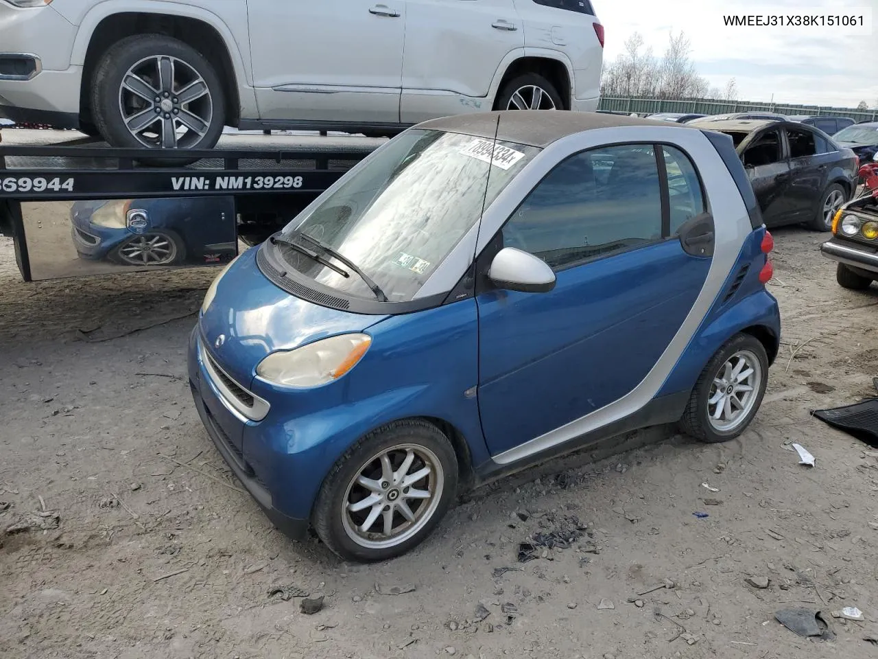 2008 Smart Fortwo Pure VIN: WMEEJ31X38K151061 Lot: 78994334