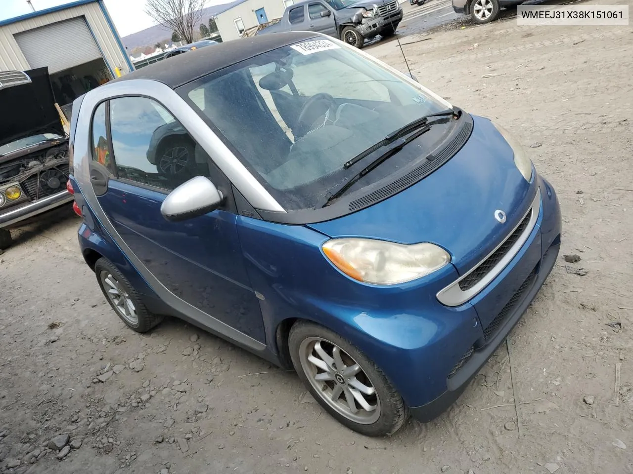 2008 Smart Fortwo Pure VIN: WMEEJ31X38K151061 Lot: 78994334