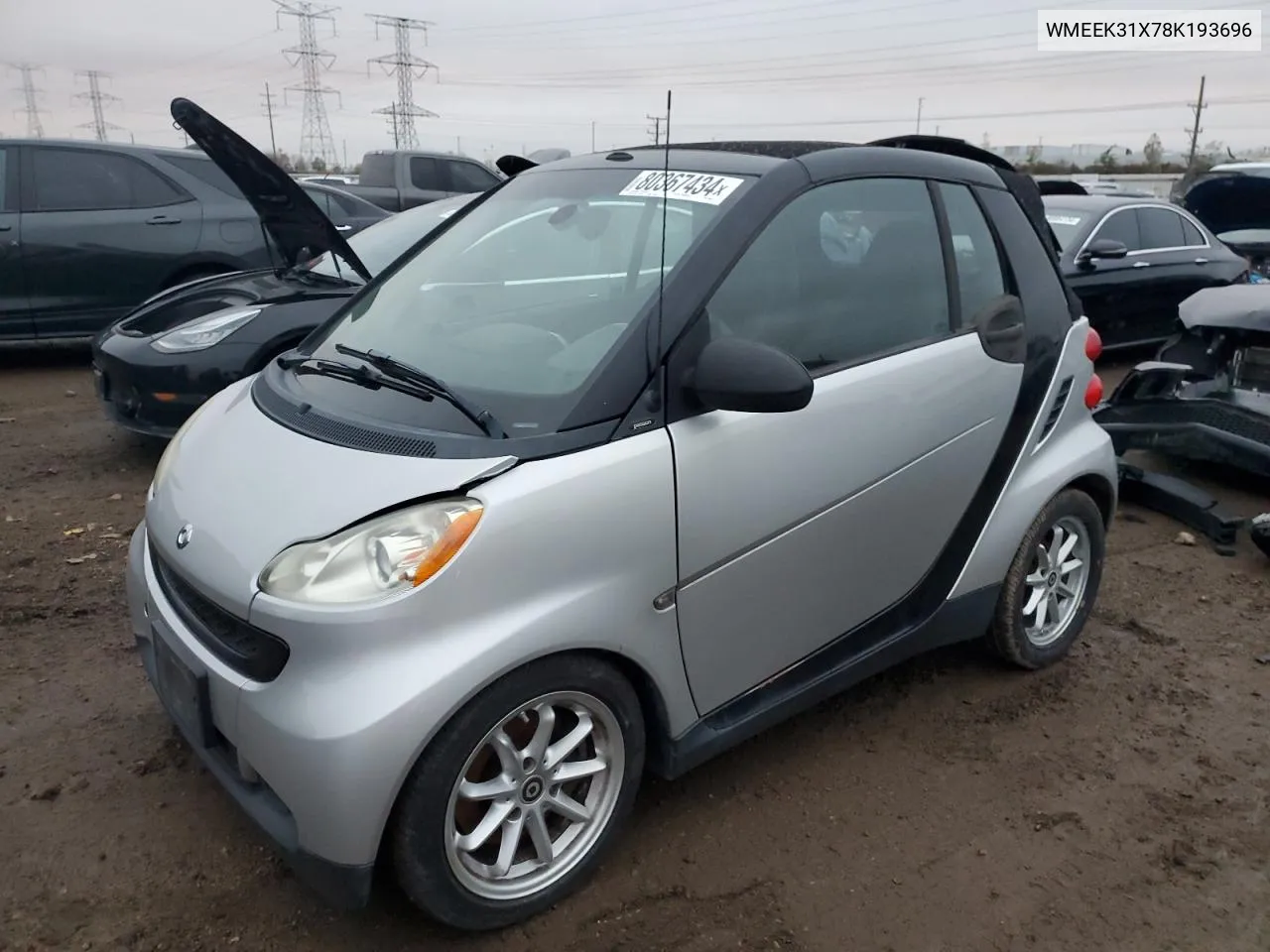 2008 Smart Fortwo Passion VIN: WMEEK31X78K193696 Lot: 80367434