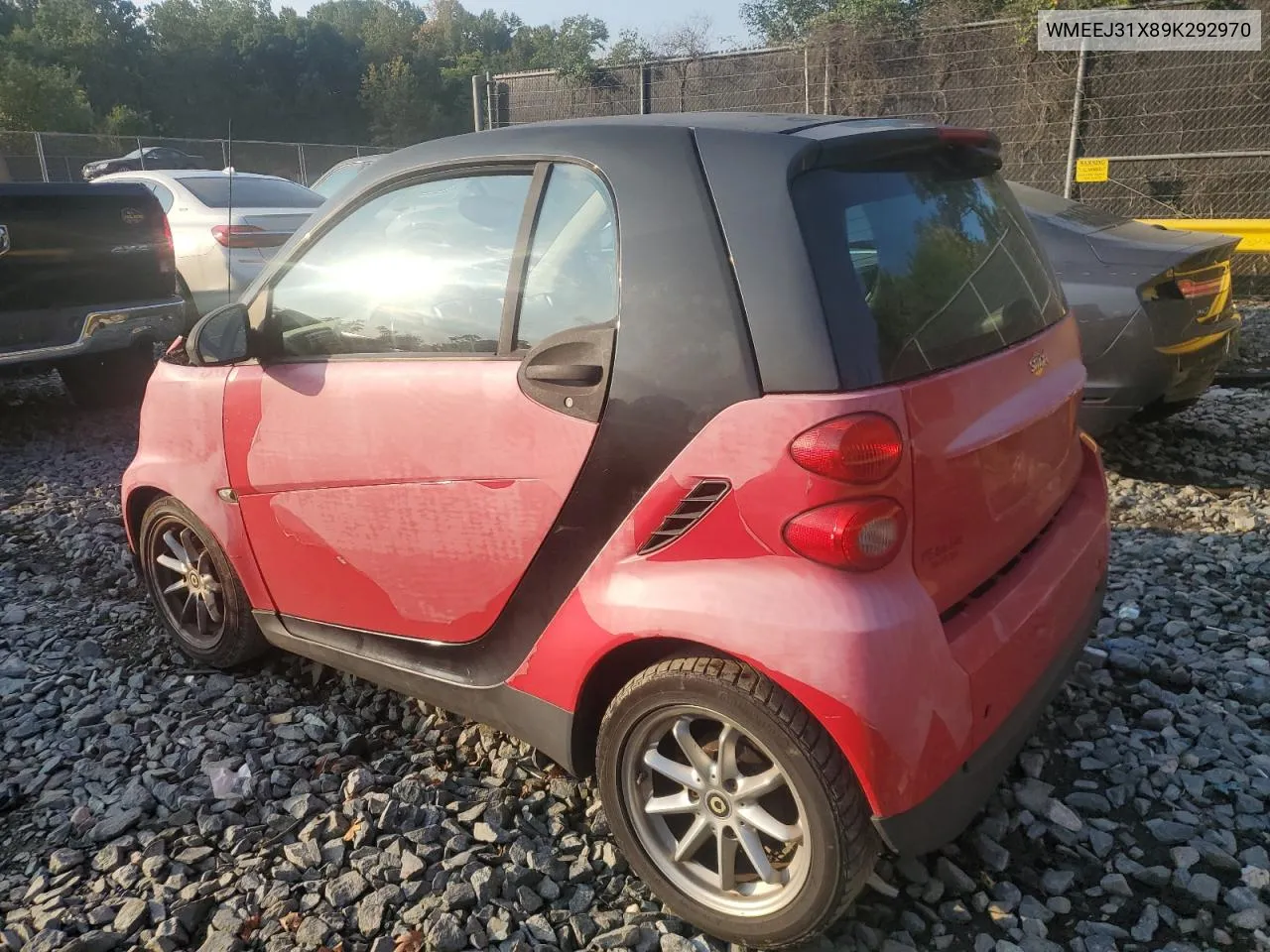 2009 Smart Fortwo Pure VIN: WMEEJ31X89K292970 Lot: 69113704