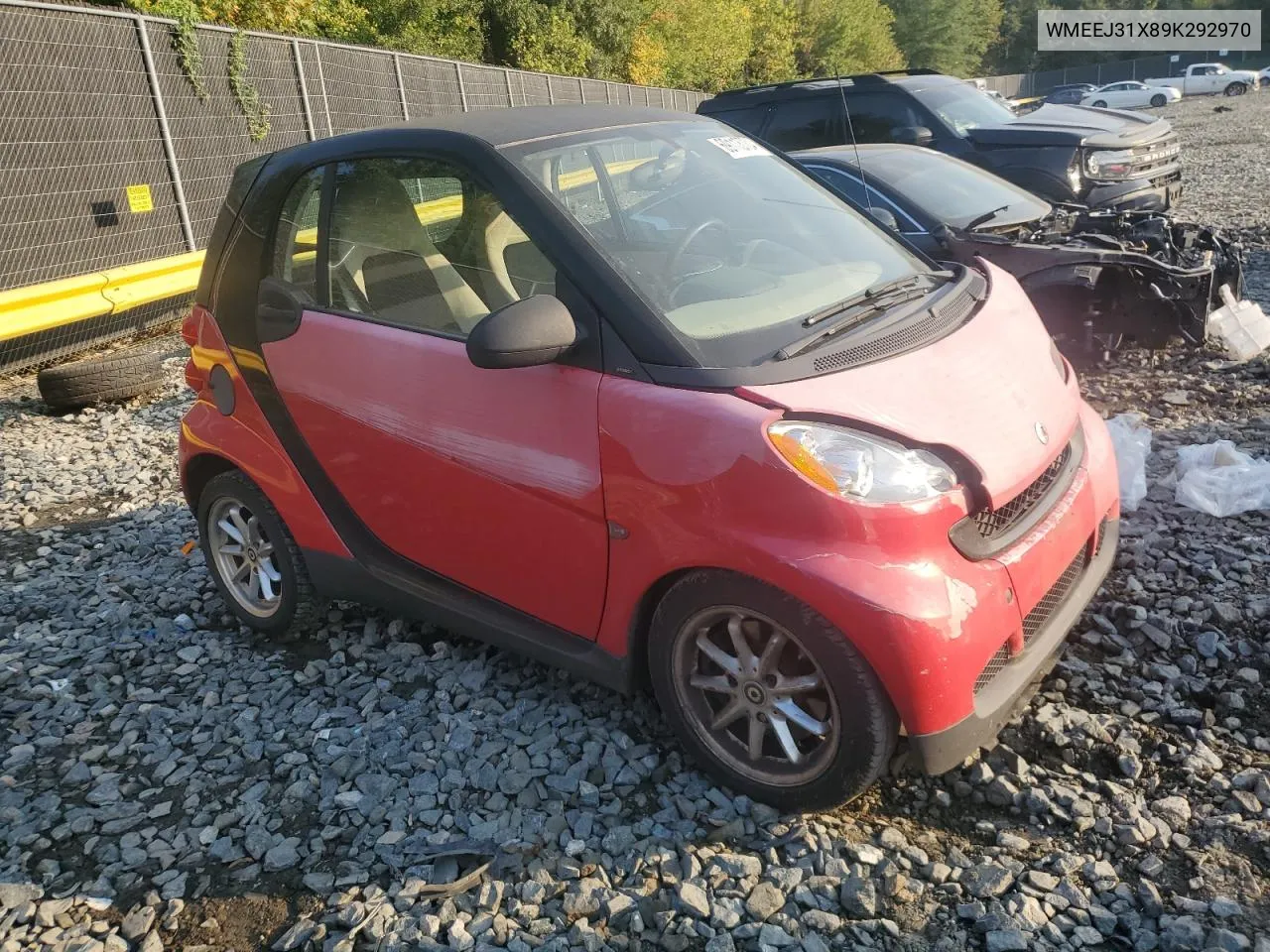 2009 Smart Fortwo Pure VIN: WMEEJ31X89K292970 Lot: 69113704