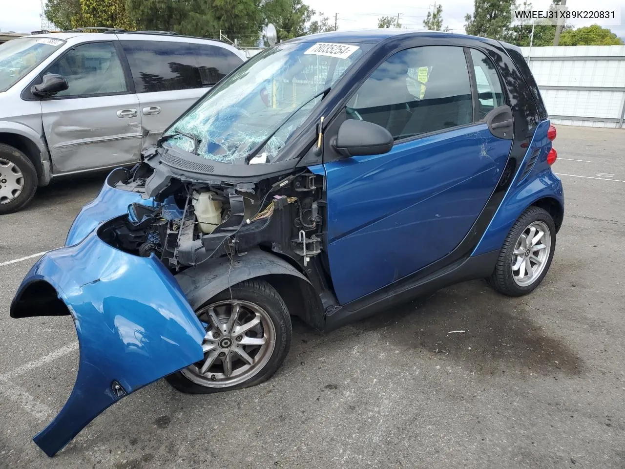 2009 Smart Fortwo Pure VIN: WMEEJ31X89K220831 Lot: 78035254