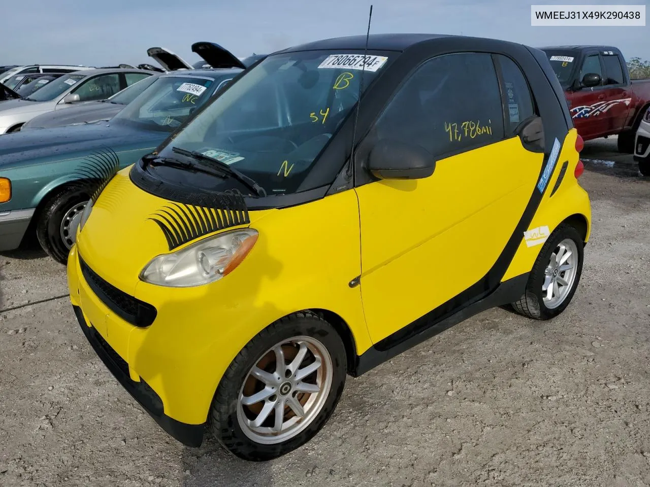 2009 Smart Fortwo Pure VIN: WMEEJ31X49K290438 Lot: 78066794