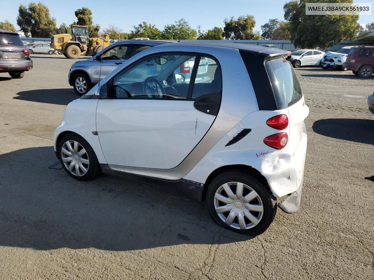 2012 Smart Fortwo Pure VIN: WMEEJ3BA9CK561933 Lot: 74830044