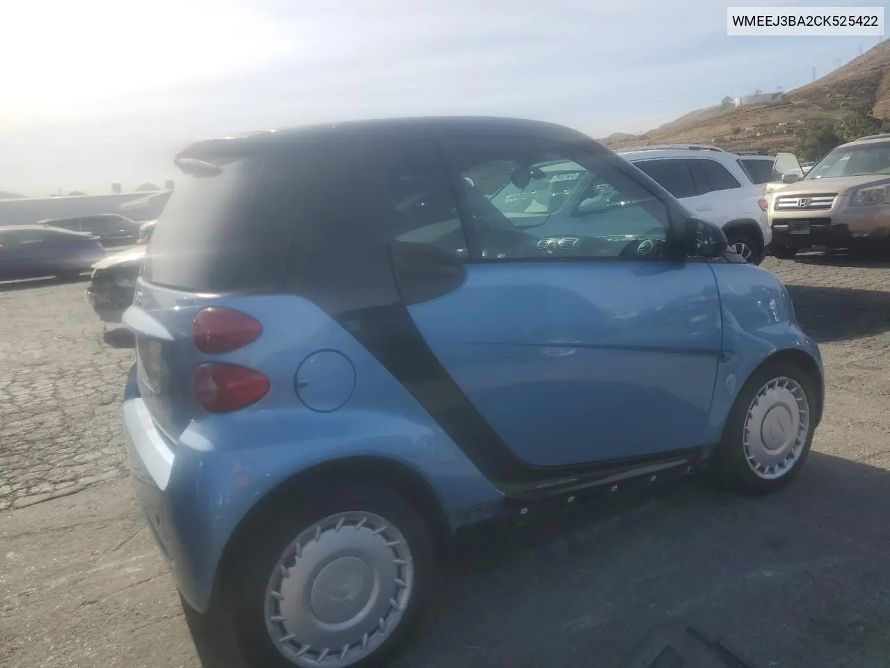 2012 Smart Fortwo Pure VIN: WMEEJ3BA2CK525422 Lot: 79433294