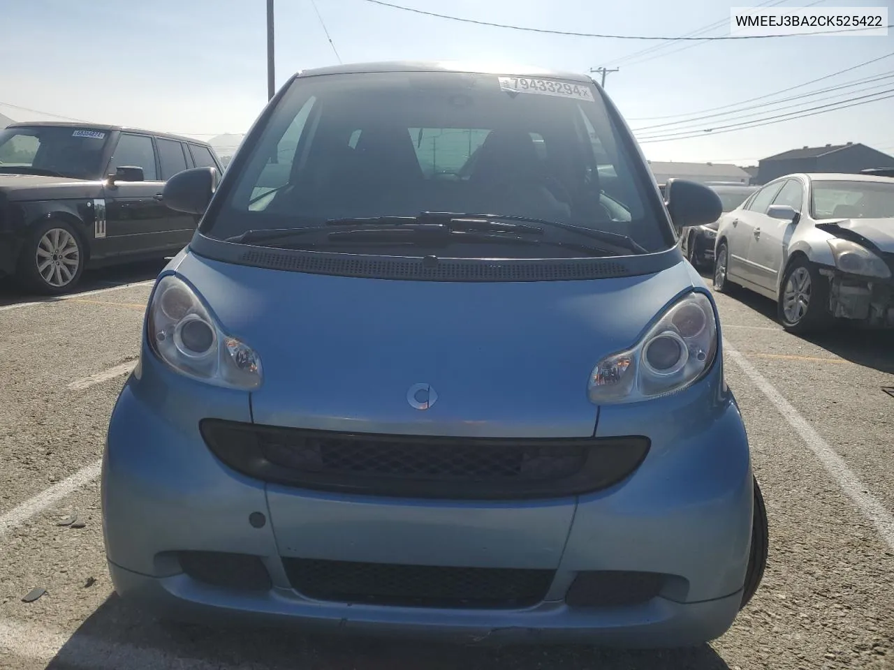 2012 Smart Fortwo Pure VIN: WMEEJ3BA2CK525422 Lot: 79433294