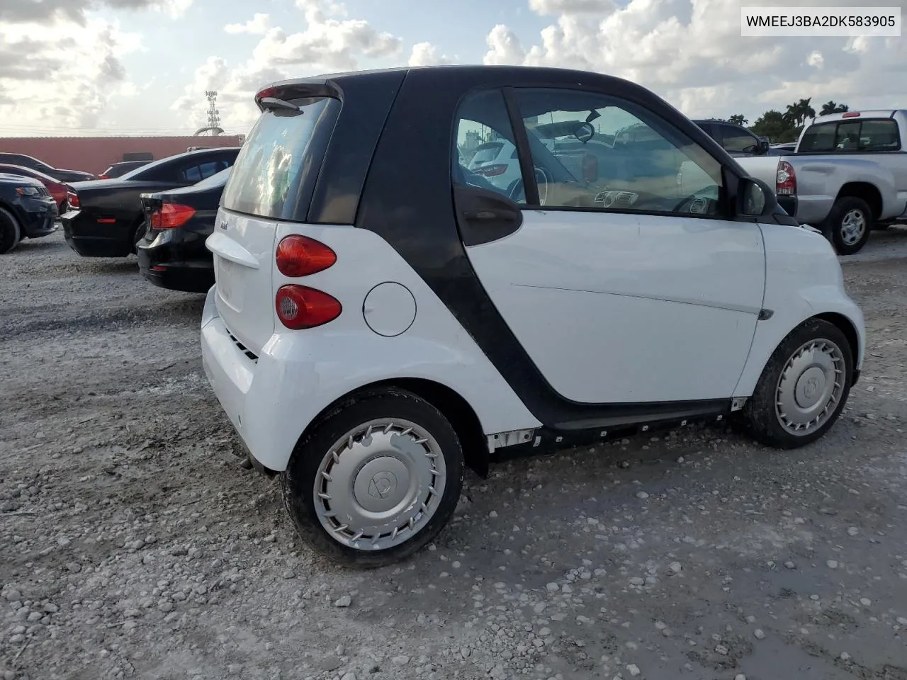 2013 Smart Fortwo Pure VIN: WMEEJ3BA2DK583905 Lot: 77557674