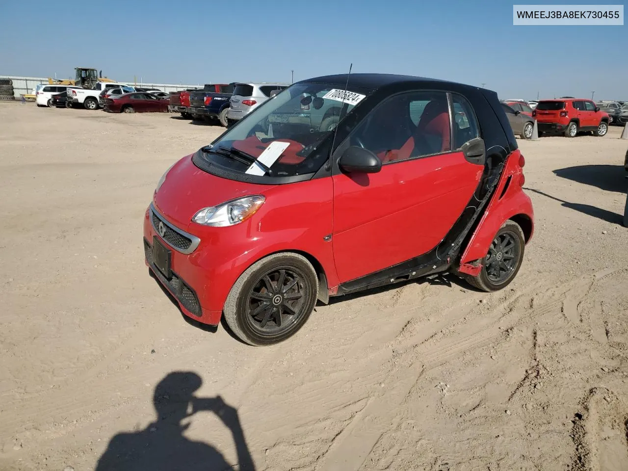 2014 Smart Fortwo Pure VIN: WMEEJ3BA8EK730455 Lot: 70805824