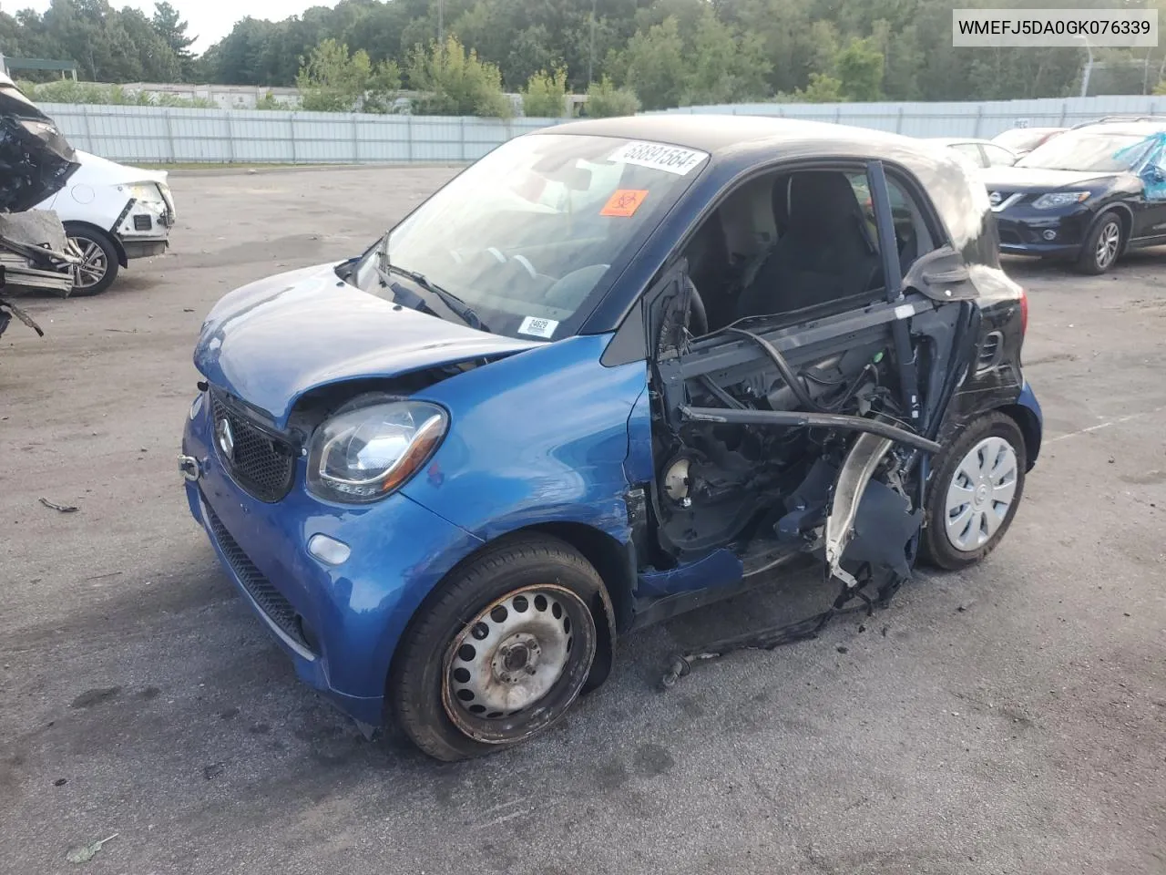 2016 Smart Fortwo VIN: WMEFJ5DA0GK076339 Lot: 68891564