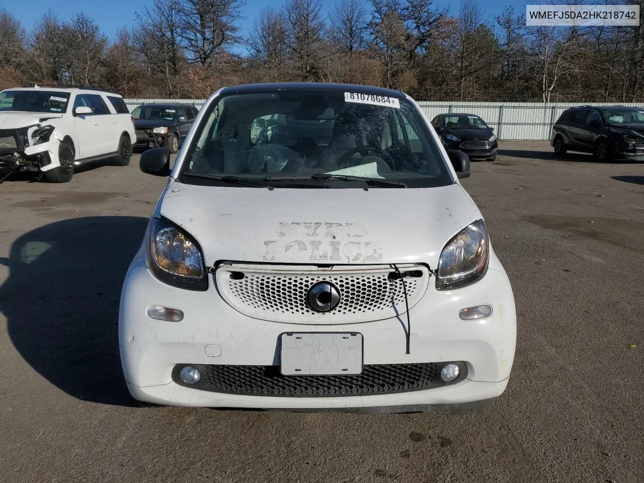 2017 Smart Fortwo VIN: WMEFJ5DA2HK218742 Lot: 81078684