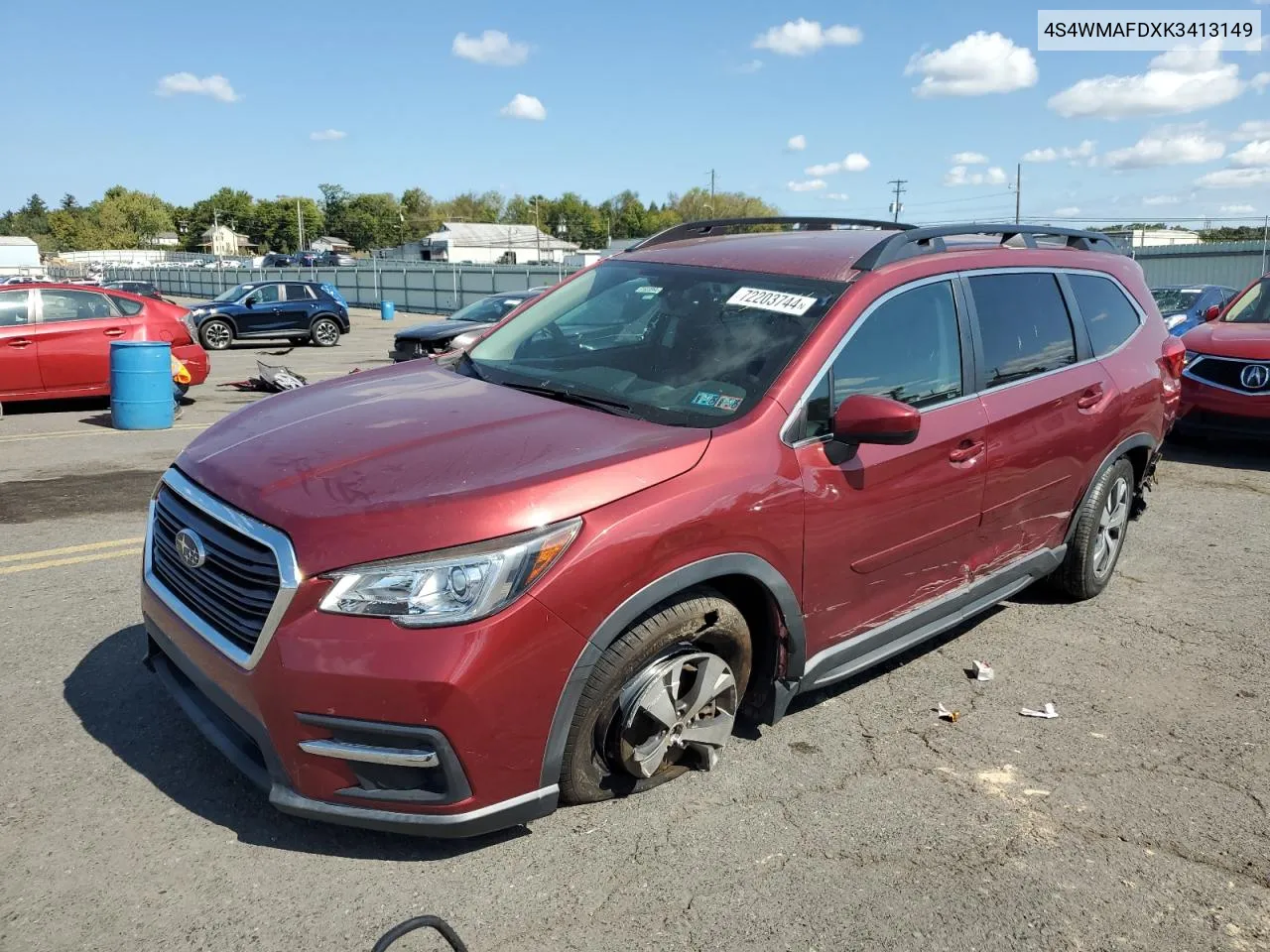 2019 Subaru Ascent Premium VIN: 4S4WMAFDXK3413149 Lot: 72203744